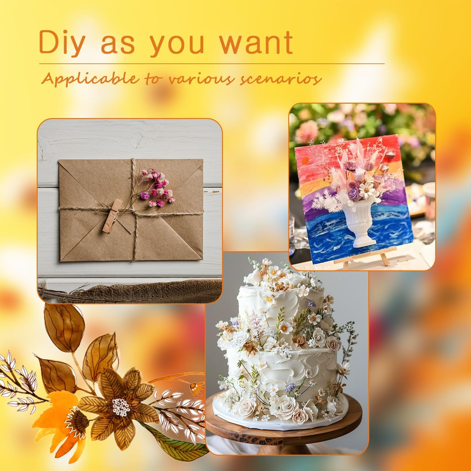 9Pcs Mini Dried Flower Bouquets, Natural Boho Floral Arrangements for DIY Crafts