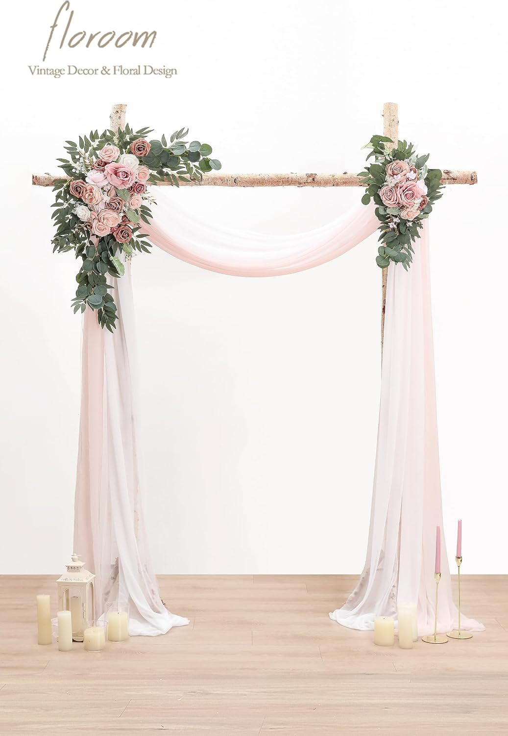 Artificial Flower Arch Drapes Kit Wedding Backdrop Decoration Blush Rose Swag