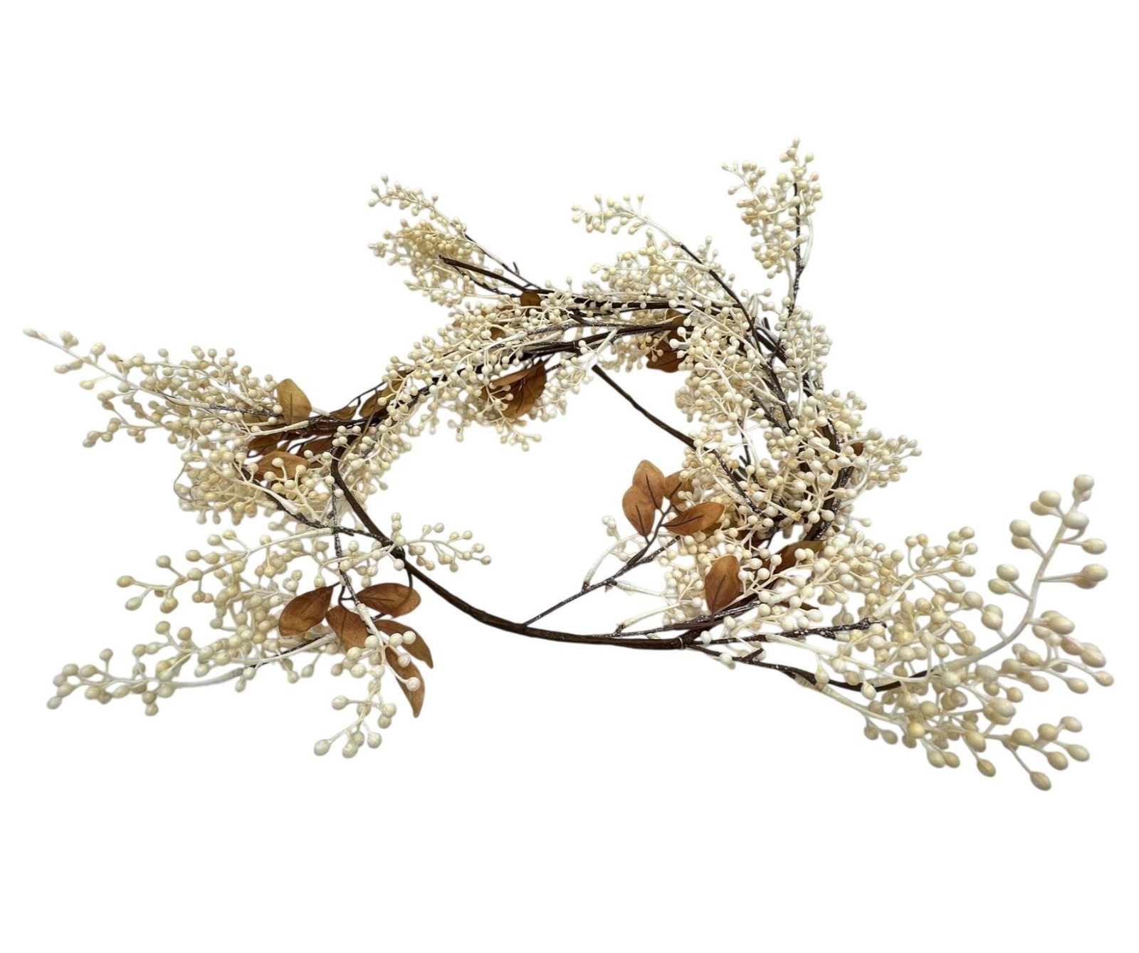 Artificial Cream Berry Brown Leaves Fall Seasonal Decorative Rustic Home Decor