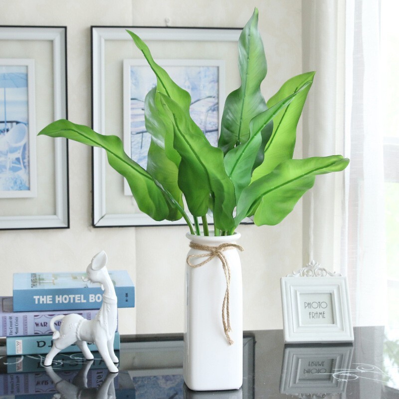 6 Pcs Artificial PU Plastic Lifelike Leaf Plants Grass Real Touch (#70)