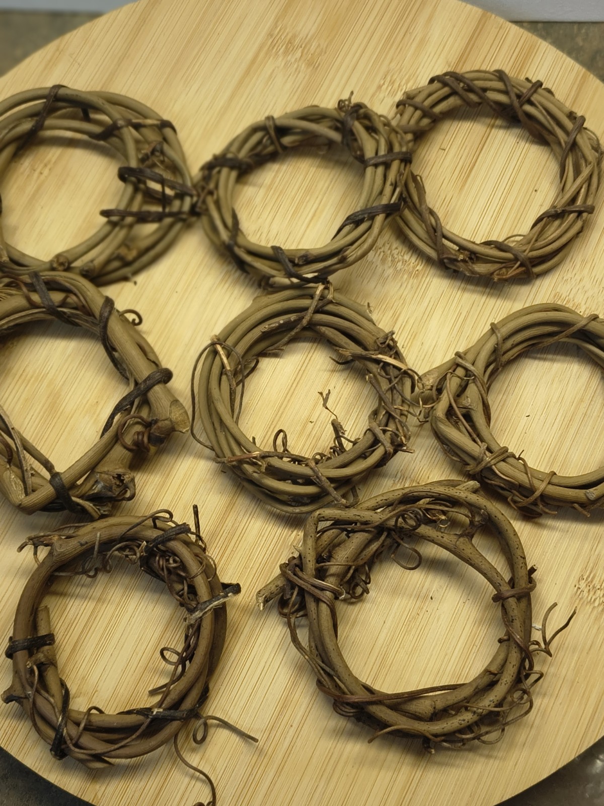 8 Handmade Small Grape Vine Wreaths Decor Art Projects Napkin Rings Decorations