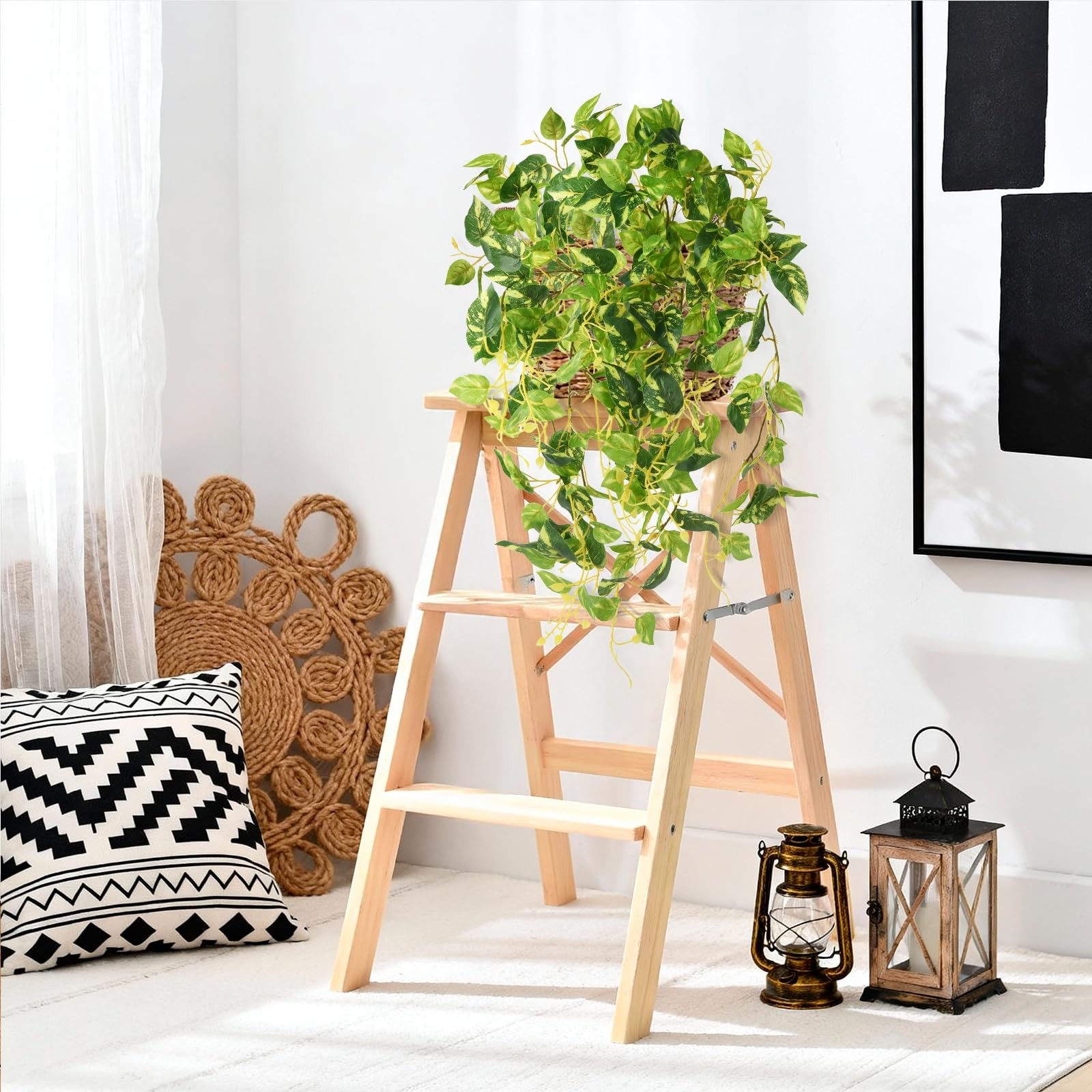Artificial Fake Hanging Plants Philodendro for Outdoors Spring Decoration, 3P…