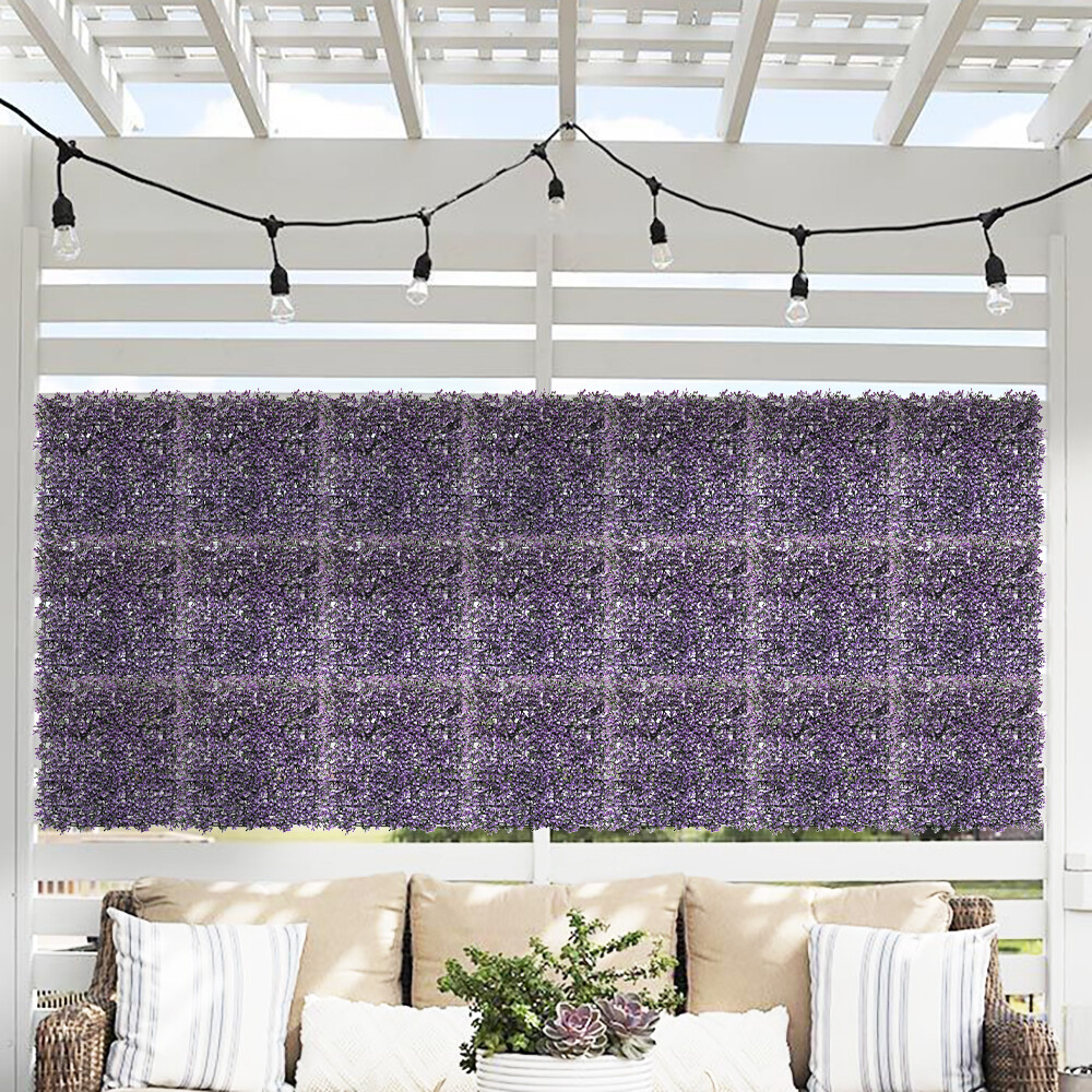 20×20” Artificial Purple Pittoso Mat Wall Hedge Decor Privacy Fence Panel Grass