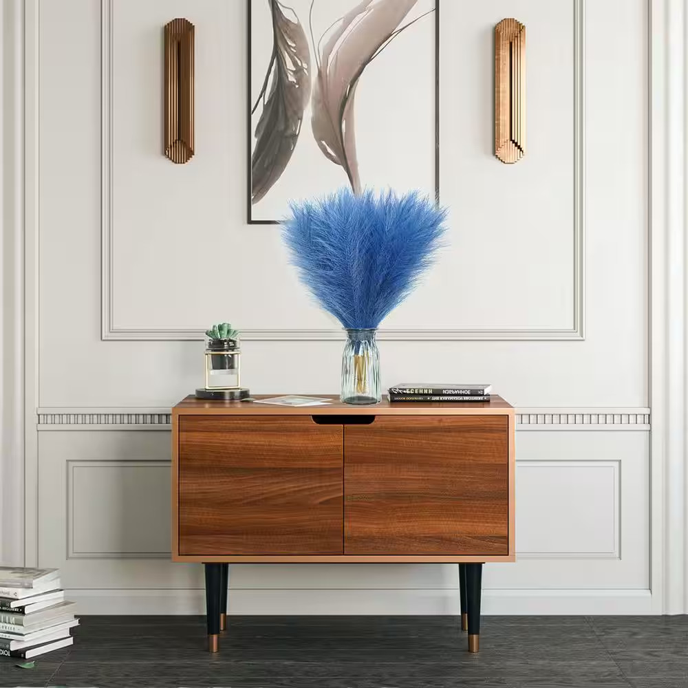 4 In. Peacock Blue Artificial Pampas Grass Color Family Artificial Plant for Hom