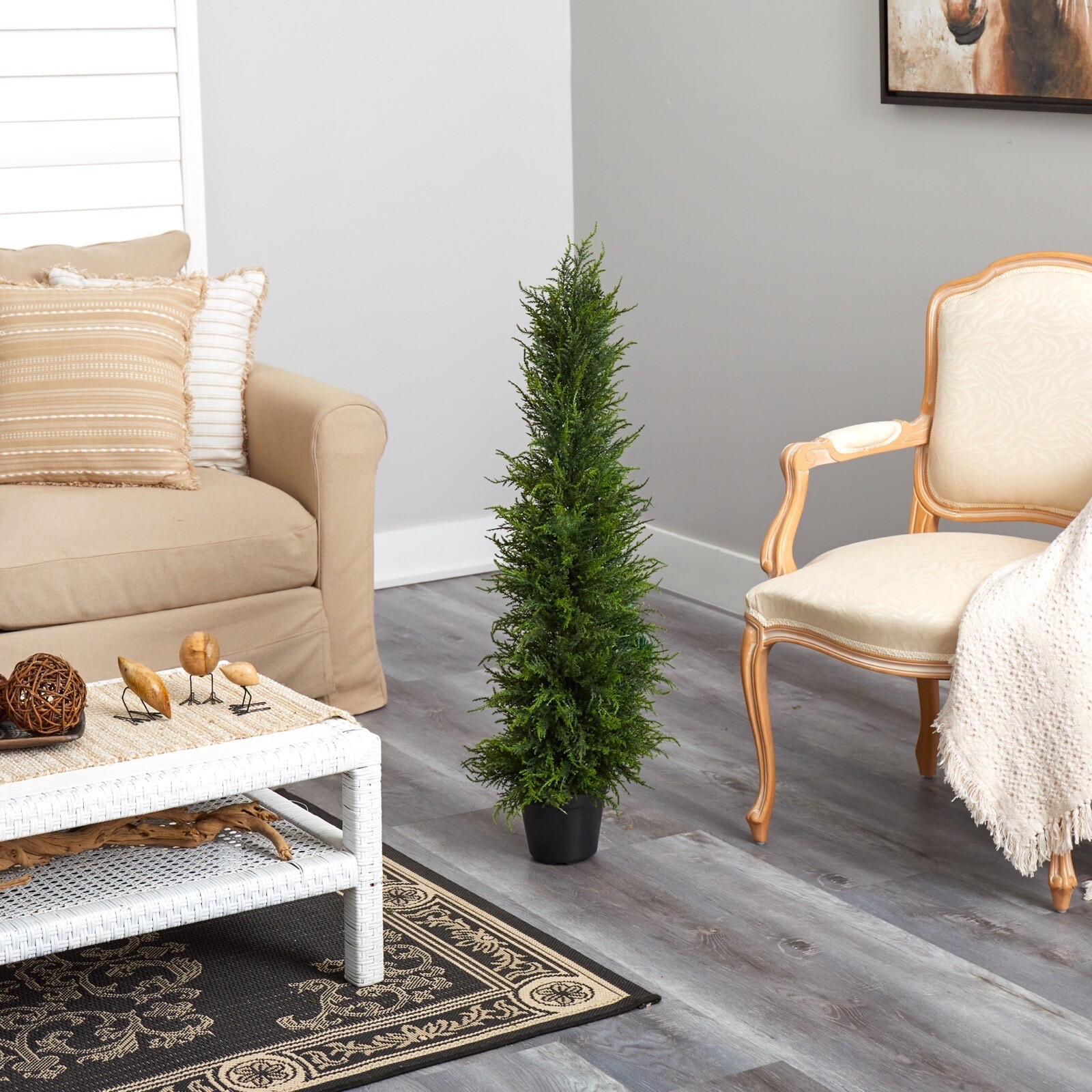3.5’ Topiary Cedar Cypress Artificial Tree UV Indoor/Outdoor. Retail $92