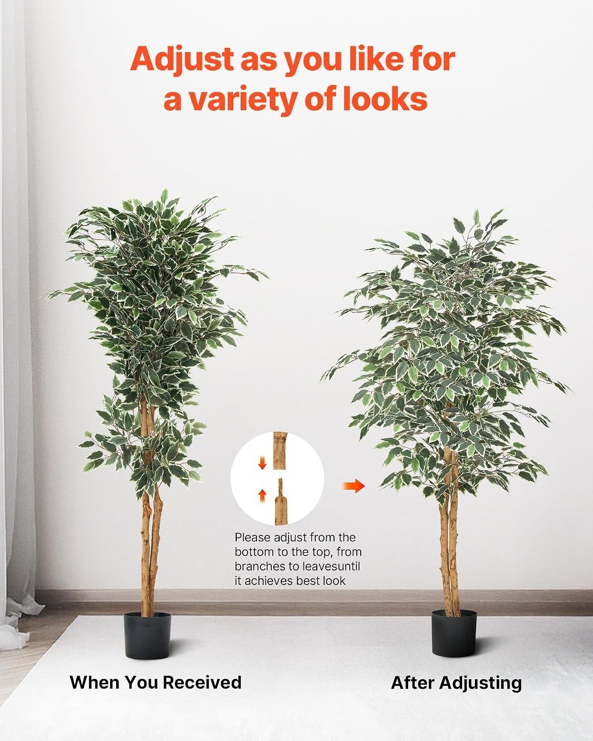5FT Artificial Ficus Tree with Black Pot, Tall Faux Ficus Plant with Natural …