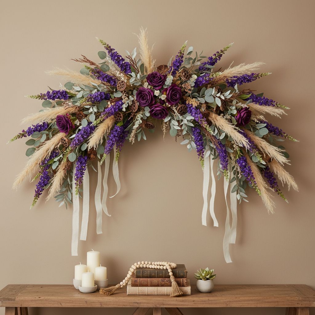 Purple Snapdragon Stems Set of 2 Artificial Larkspur Spike Flowers 26 Inch Faux