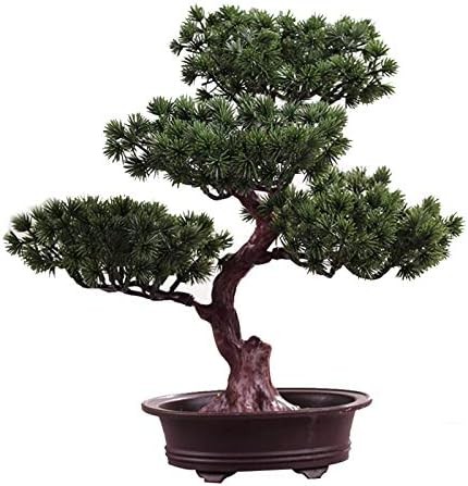 Artificial Bonsai Pine Tree, 11Inch Faux Potted Plant Desk Display Fake Tree Pot