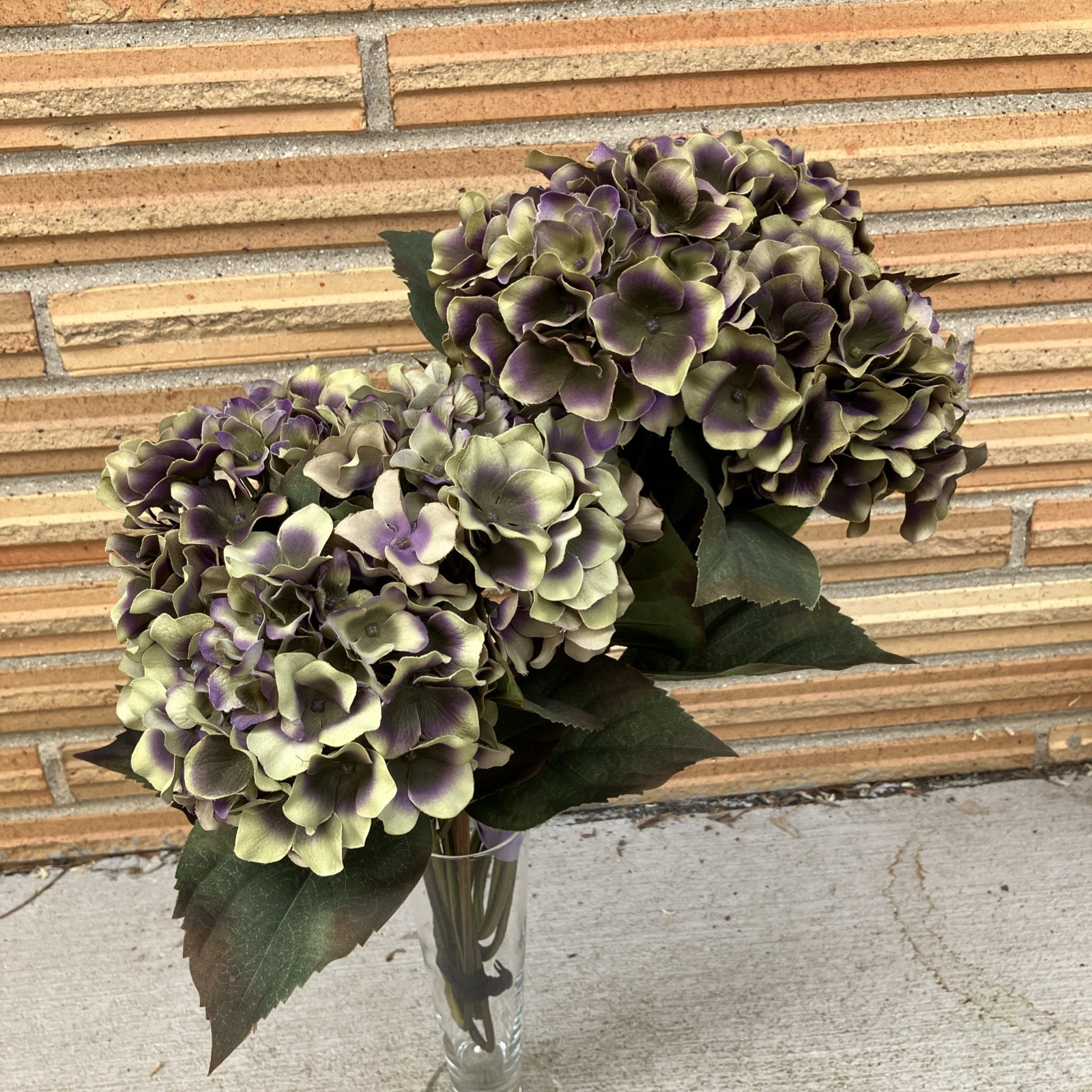 Faux Purple/Green Hydrangea Flowers Silk Bouquets Party Home Decor Total 6 Stems
