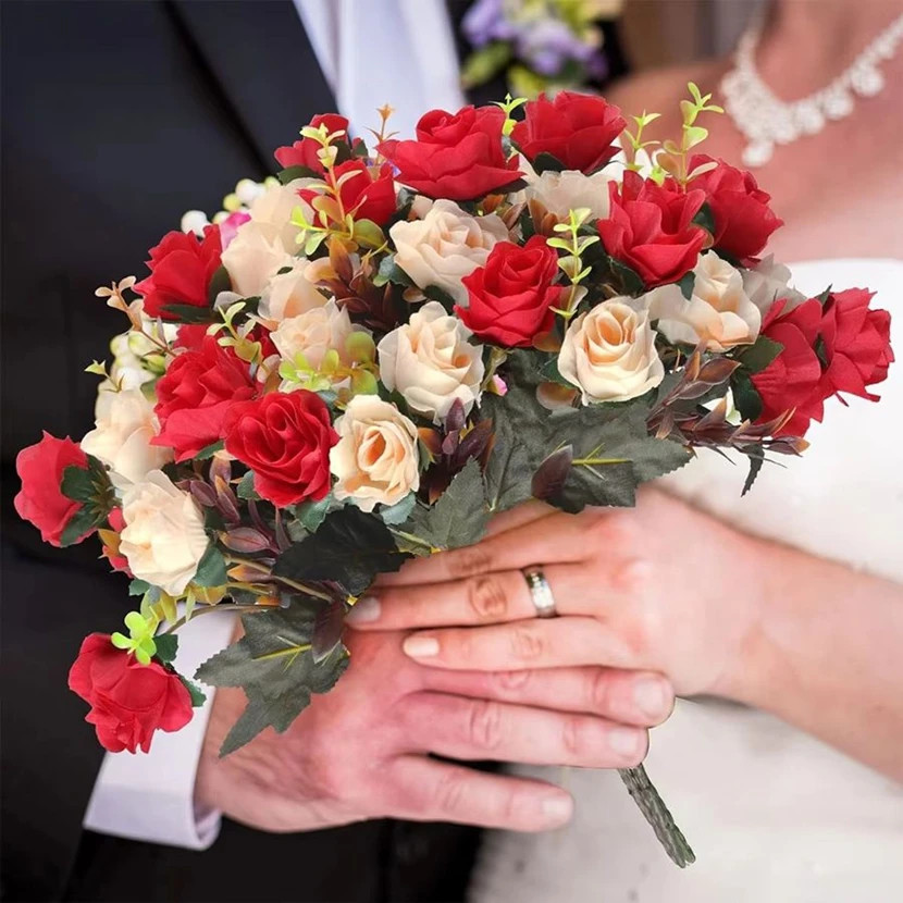 Silk Artificial Rose Flowers Wedding Decoration Bride Bouquet Diy Scrapbooking