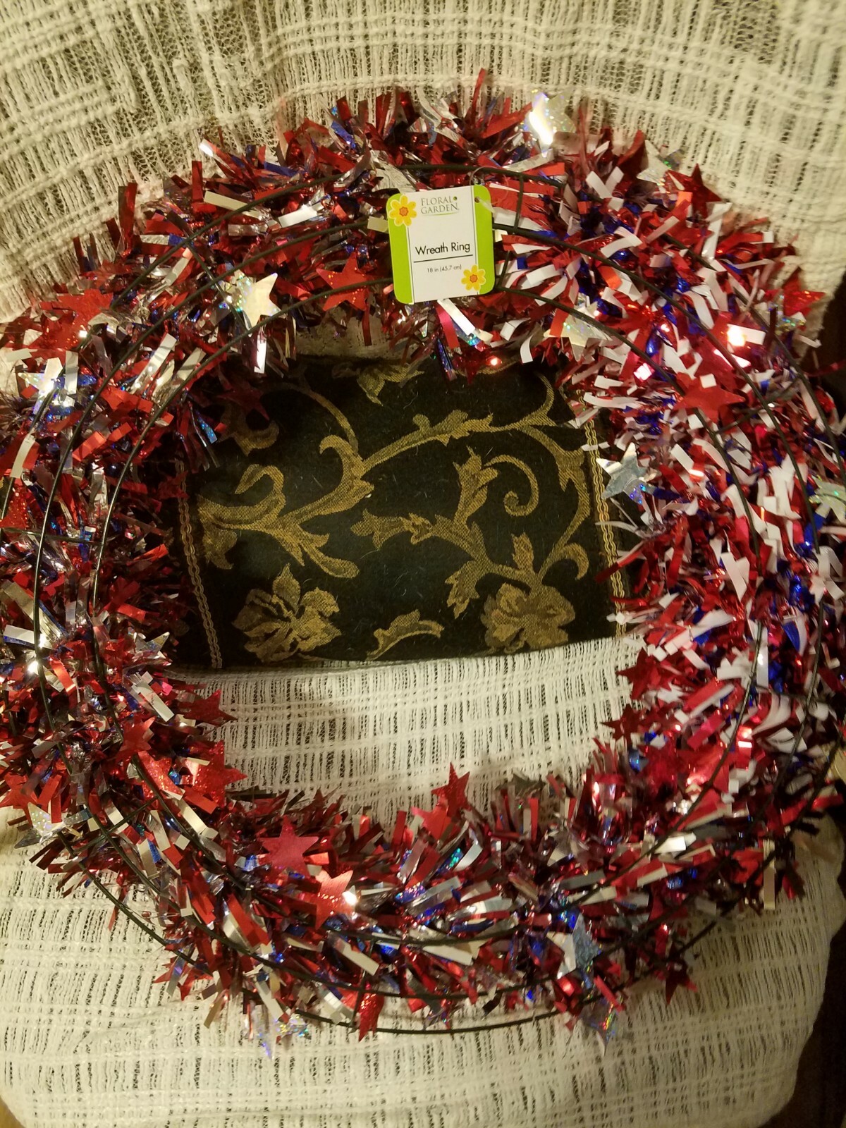Tinsel wreath on a 18 inch frame Please go to my page and see other items that