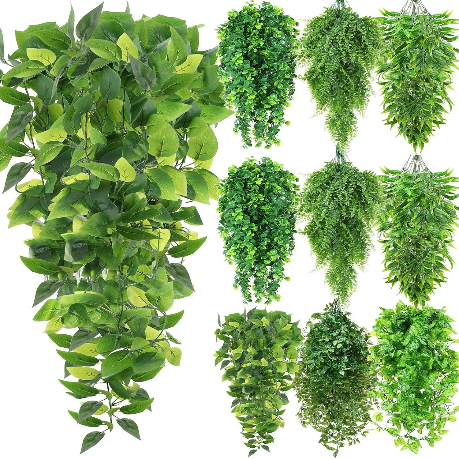 12 Pcs Artificial Hanging Plants 32 Inch Fake Ivy Vines with Fake Leaves Patio A