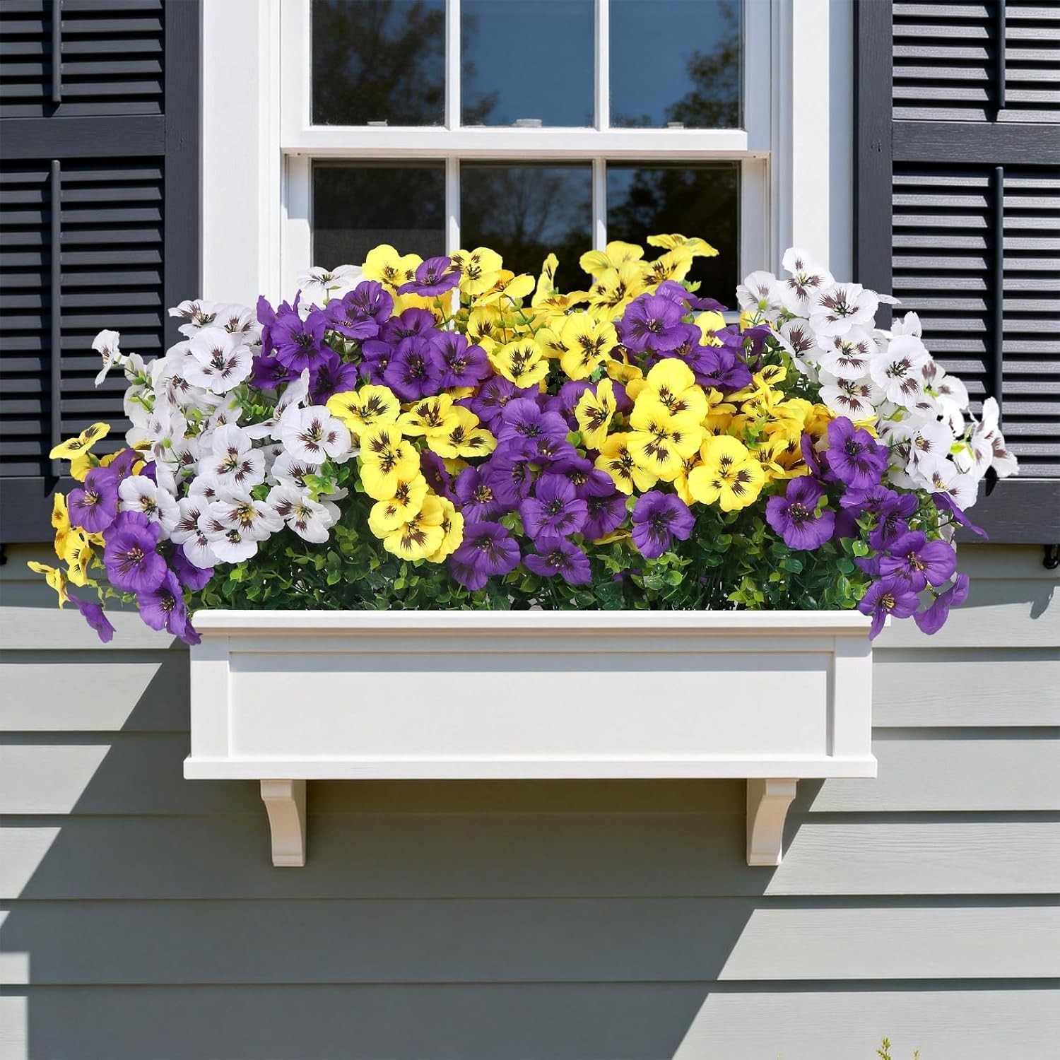 18 Pcs Artificial Flowers for Outdoors, UV Resistant Faux Silk Pansy Flowers,…