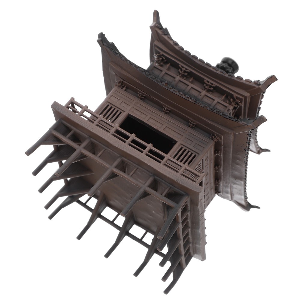 Light Brown Micro Landscape Pavilion Statue Plastic Decor for Home and Office
