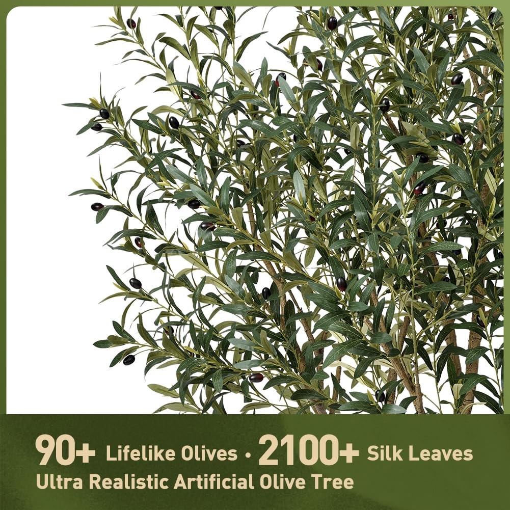 Olive Tree Artificial Indoor 7ft – Large Fake Plants – Realistic Faux Olive T…