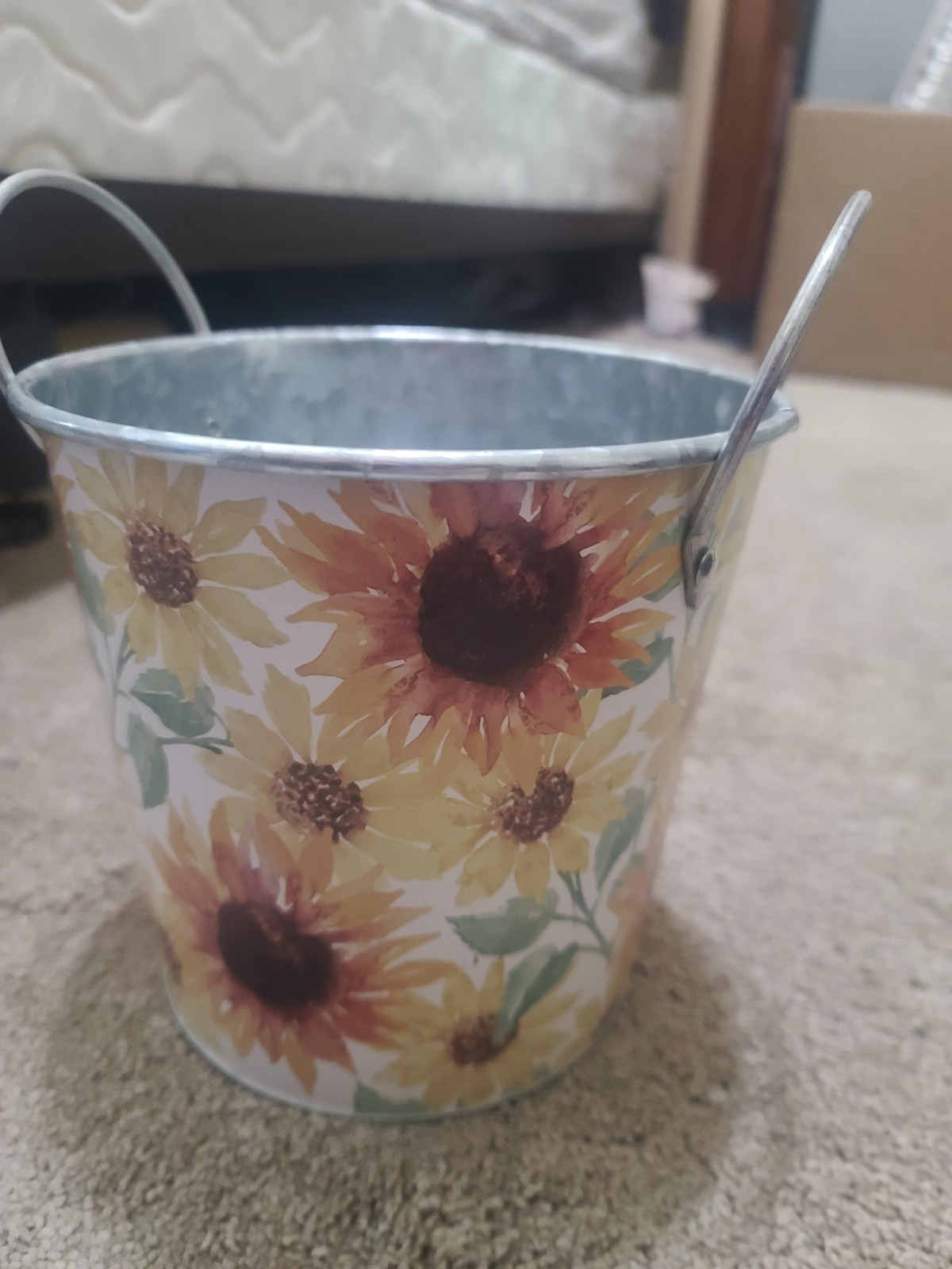 Ashland Fall Yellow Sunflower With Leaves Floral Bucket/container