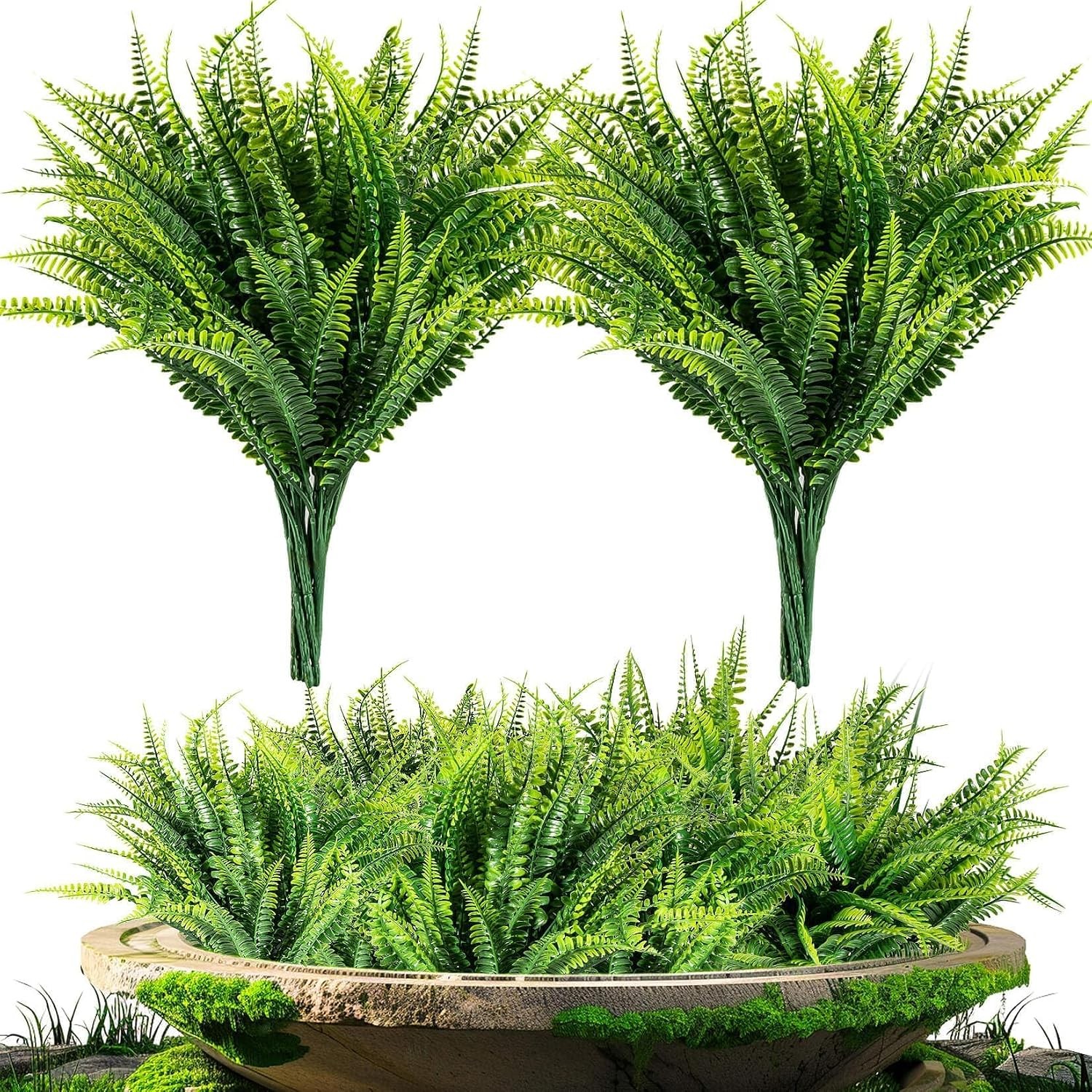 10 Pcs Fake Fern Artificial Ferns Outdoors Faux Ferns Outdoor Planter Large