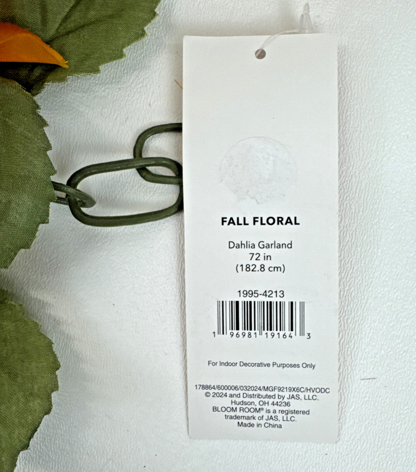 Bloom Room Fall Floral Dahlia Garland 72″ & Mini Pumpkins Daisies Sunflowers