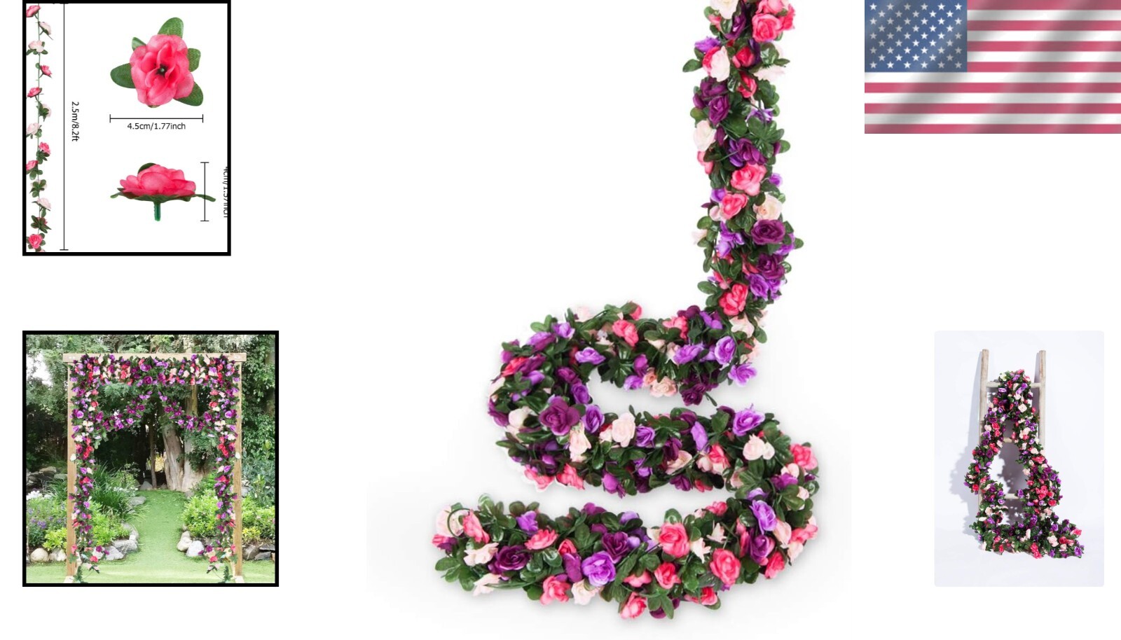 Vibrant Floral Garland Decorations – 8 Pack, Ideal for Every Celebration