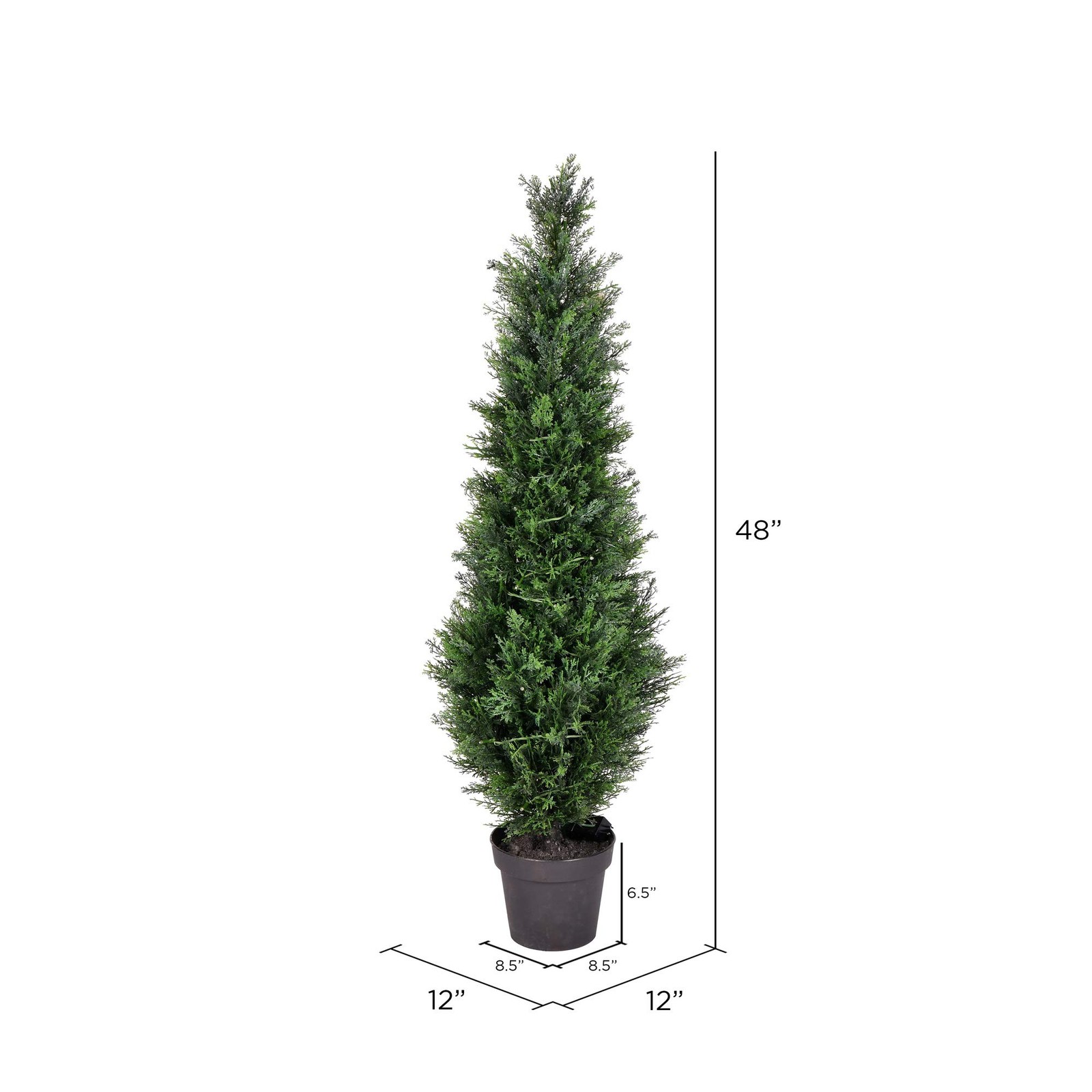 Pemberly Row 4′ Contemporary Plastic Artificial Potted Cedar Tree in Green