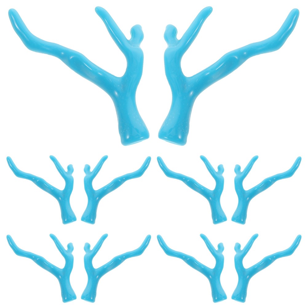 10Pcs Lightweight Acrylic Blue Coral Horn Branches for Hairpin DIY Decoration