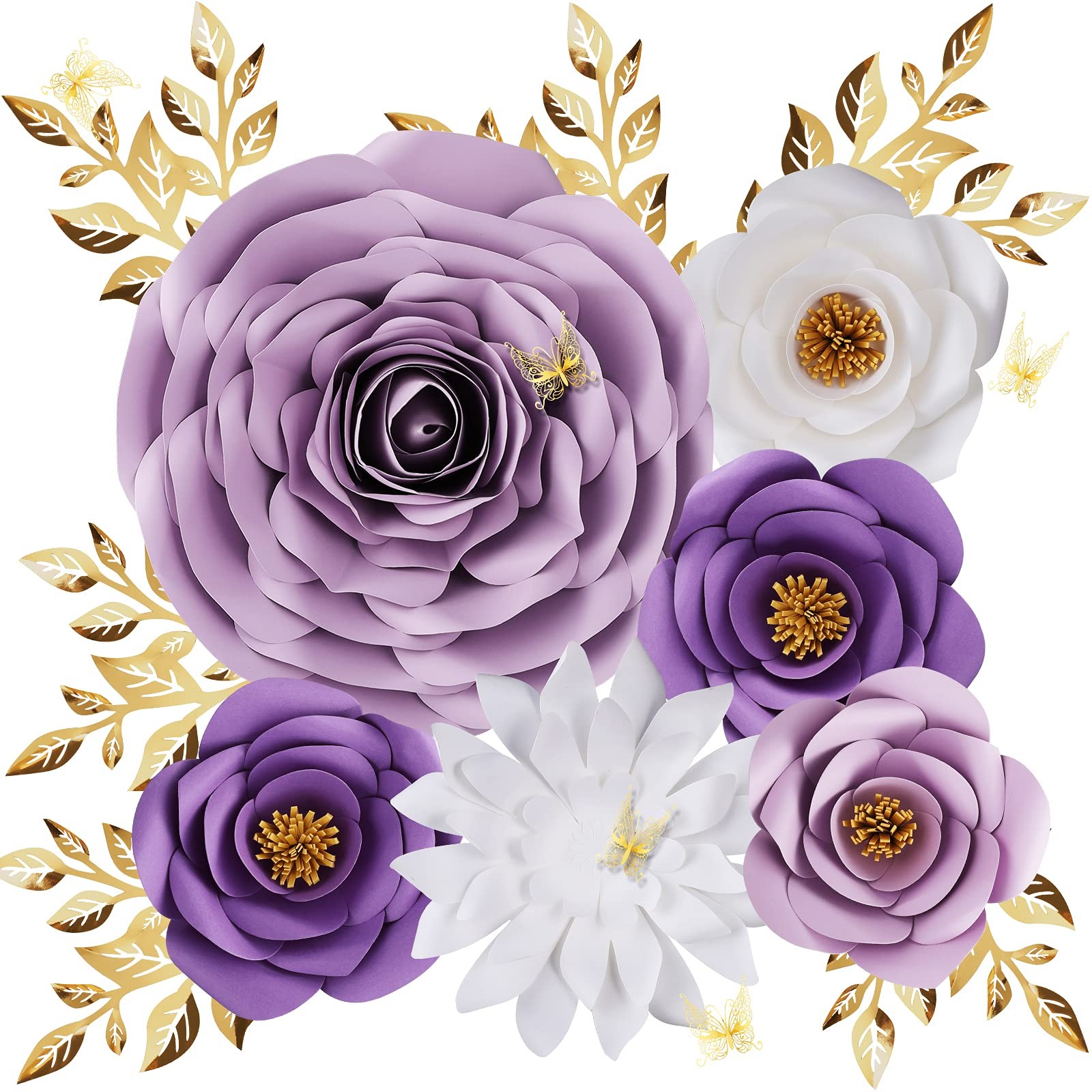 Purple Roses Paper Flowers Decorations for Wall, Giant Floral Wall Decor for …