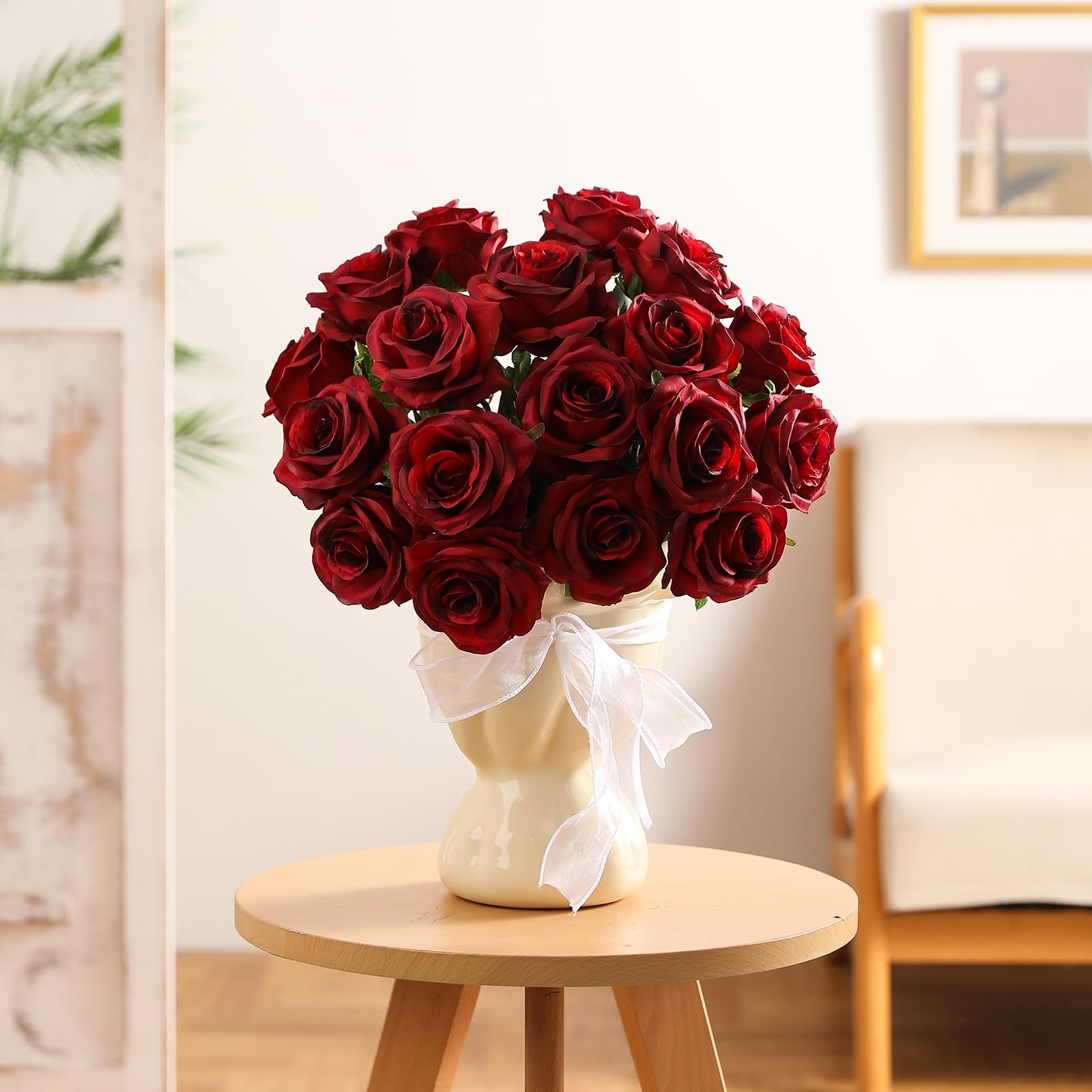 80 Pcs Burgundy Roses Artificial Flowers Bulk, Maroon Flowers Artificial Silk…