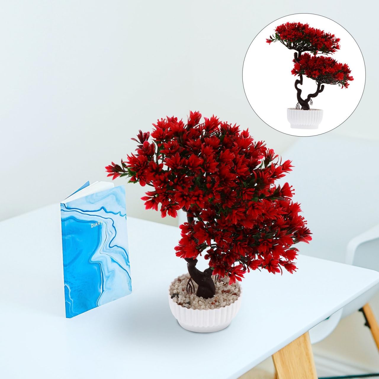 Faux Bonsai Tree Artificial Welcoming Pine Pot Plant 10.6 Inch Decorative Fak…