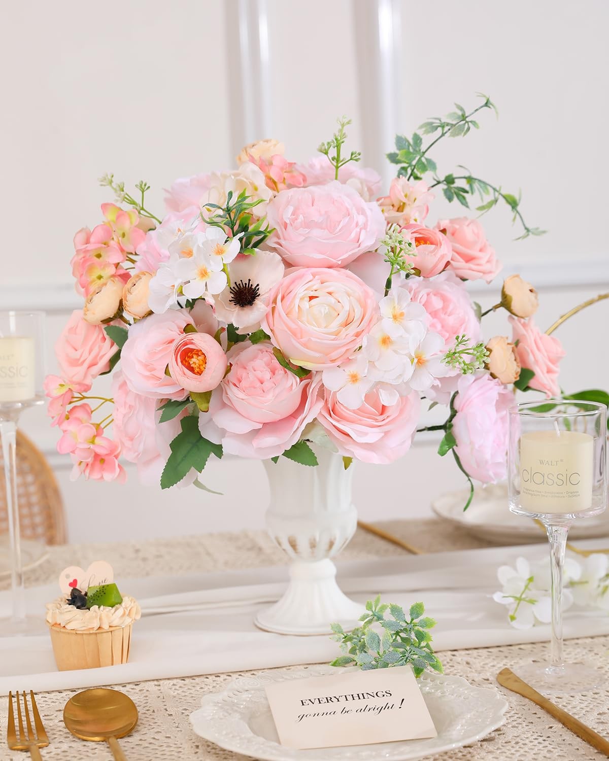 Pale Pink Artificial Flowers Combo Fake Peony Silk Roses Wedding Decor 1 Box