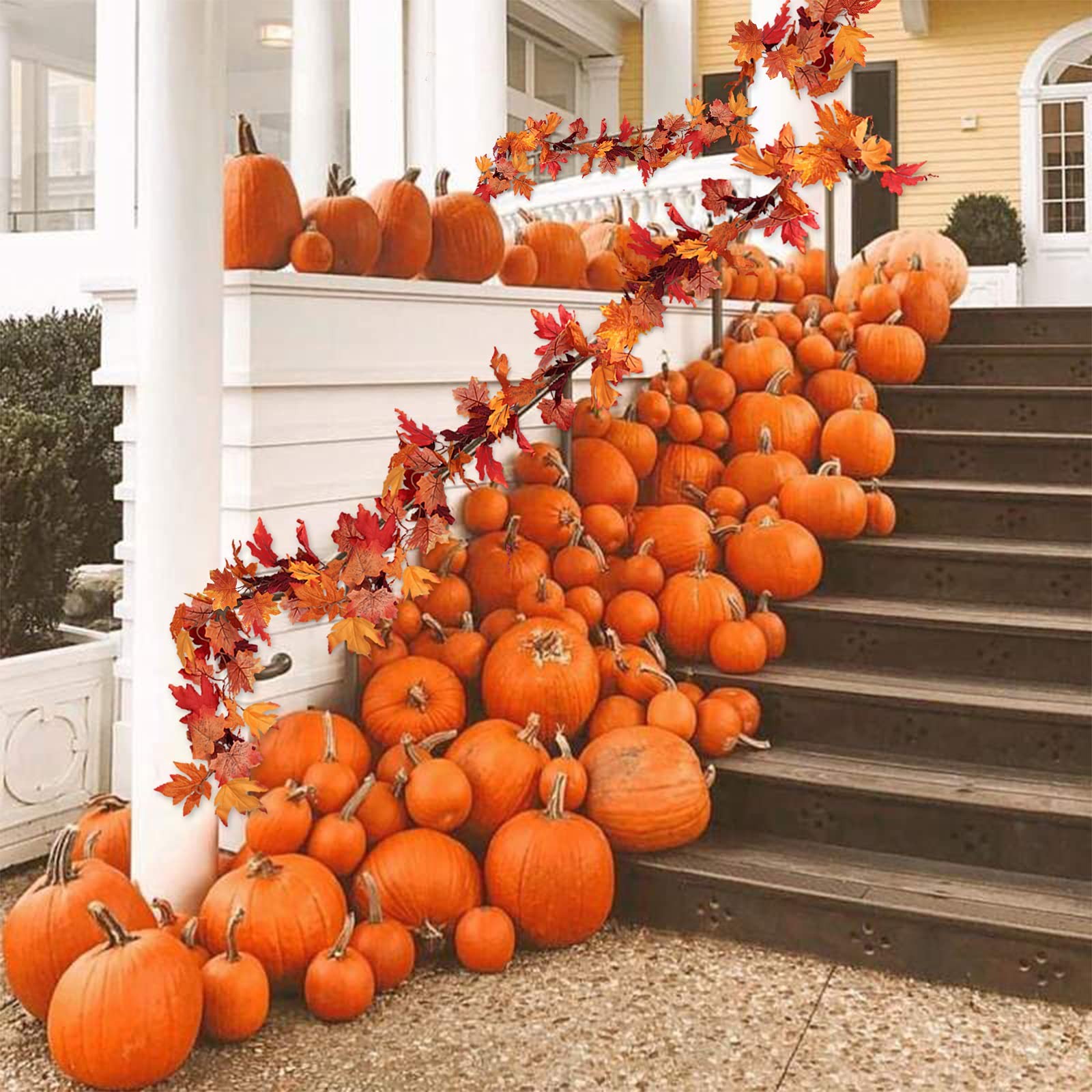 RECUTMS 2Pcs Artificial Autumn Maple Leaves Garland 2.5FT Fall Decor