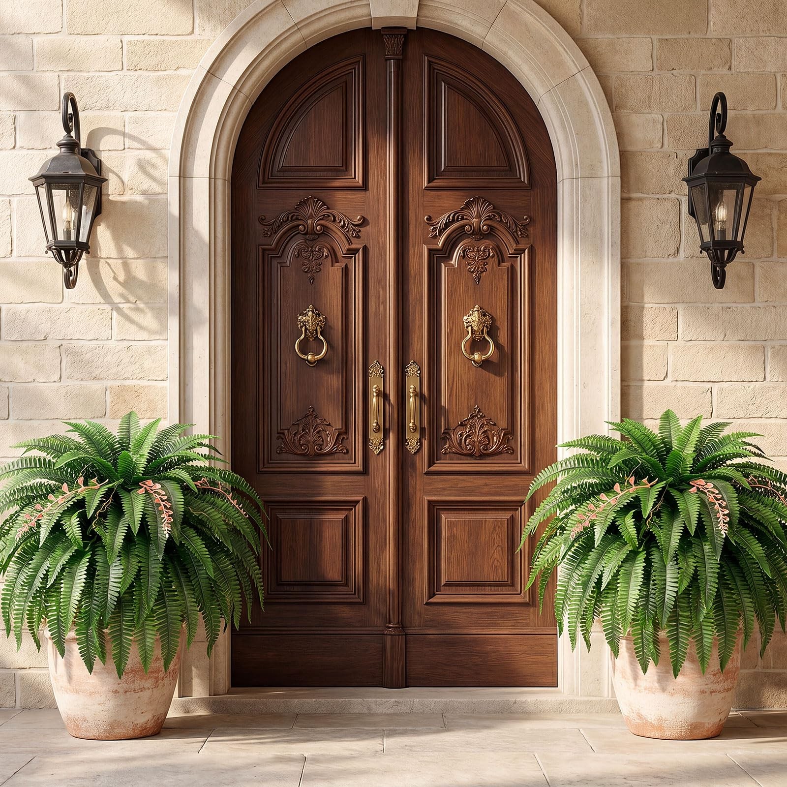 2PCS 48″/128Leaves Artificial Boston Fern Bush, Large Artificial Ferns for Ou…