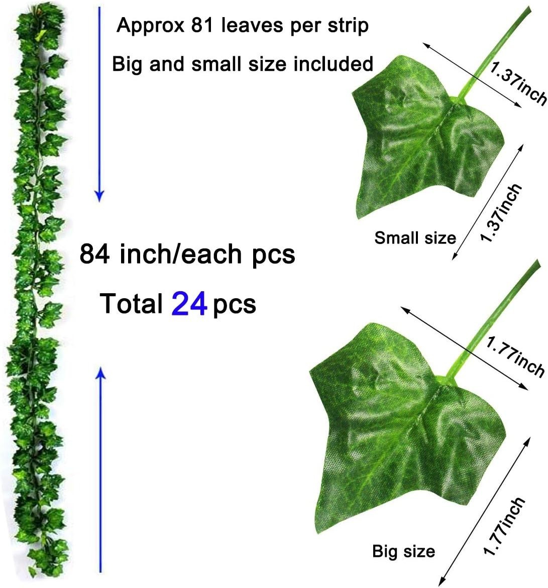 Waterproof 24-Pack 82-Inch Ivy Garland with 160 LED Fairy Lights for Weddings