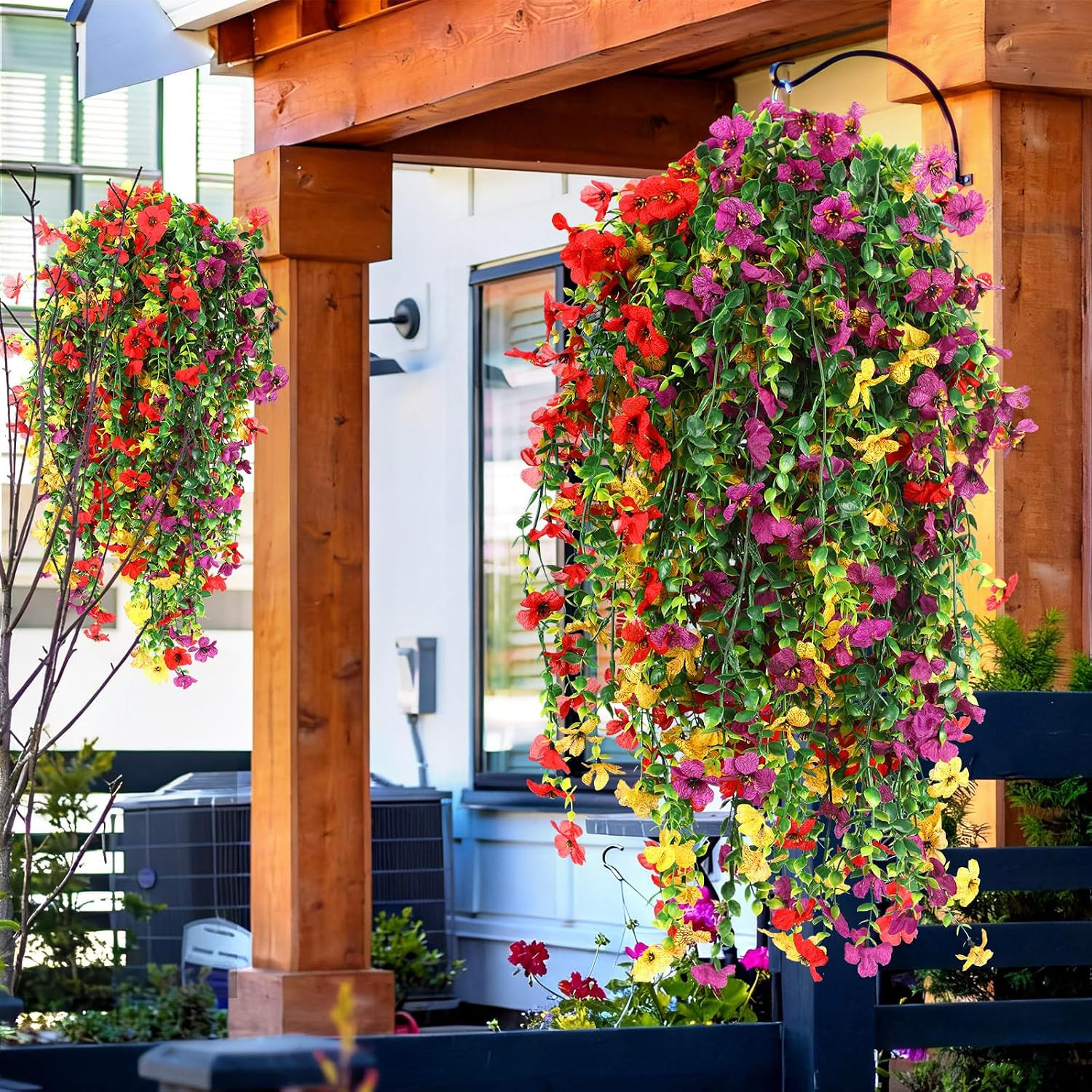12 Pcs UV Resistant Artificial Hanging Flowers for Outdoor Spring Decor