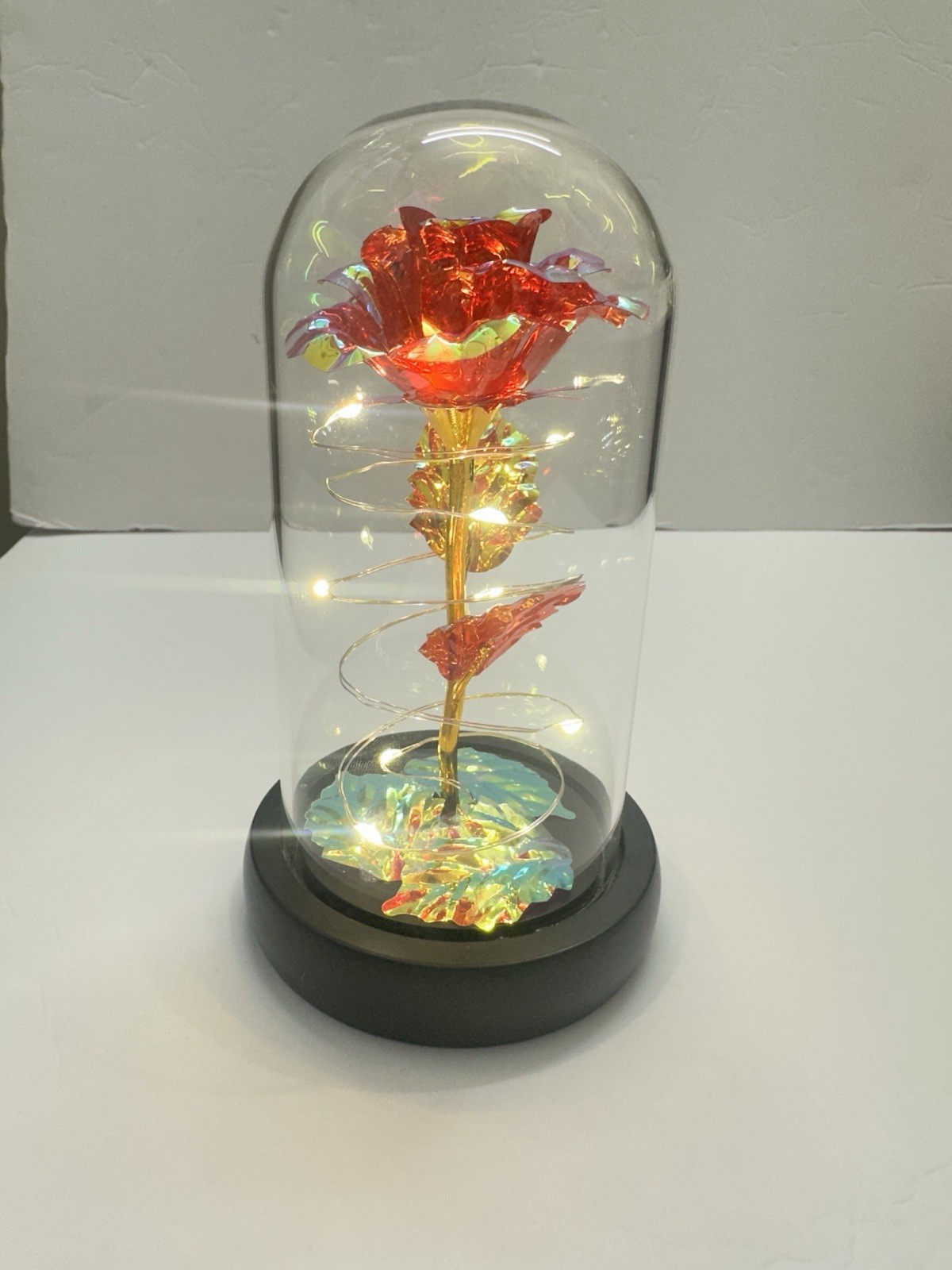 Forever Light up Rose in Glass Dome, Enchanted Rose with LED Lamp With Gift Card