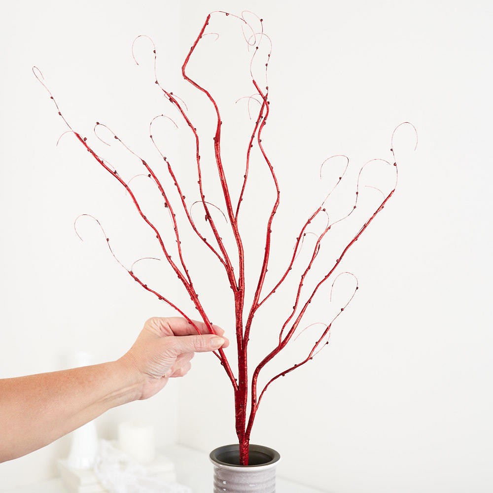 Red Sparkling 40″ Tall Artificial Deorative Birch Branch