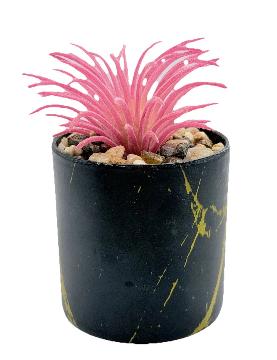 2 pcs Artificial Pink Succulent & Cactus Houseplant, Black Pots 3.5 inch