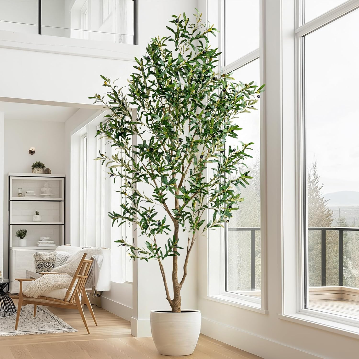Realistic Large Faux Olive Tree for Home & Office Decor – Housewarming Gift