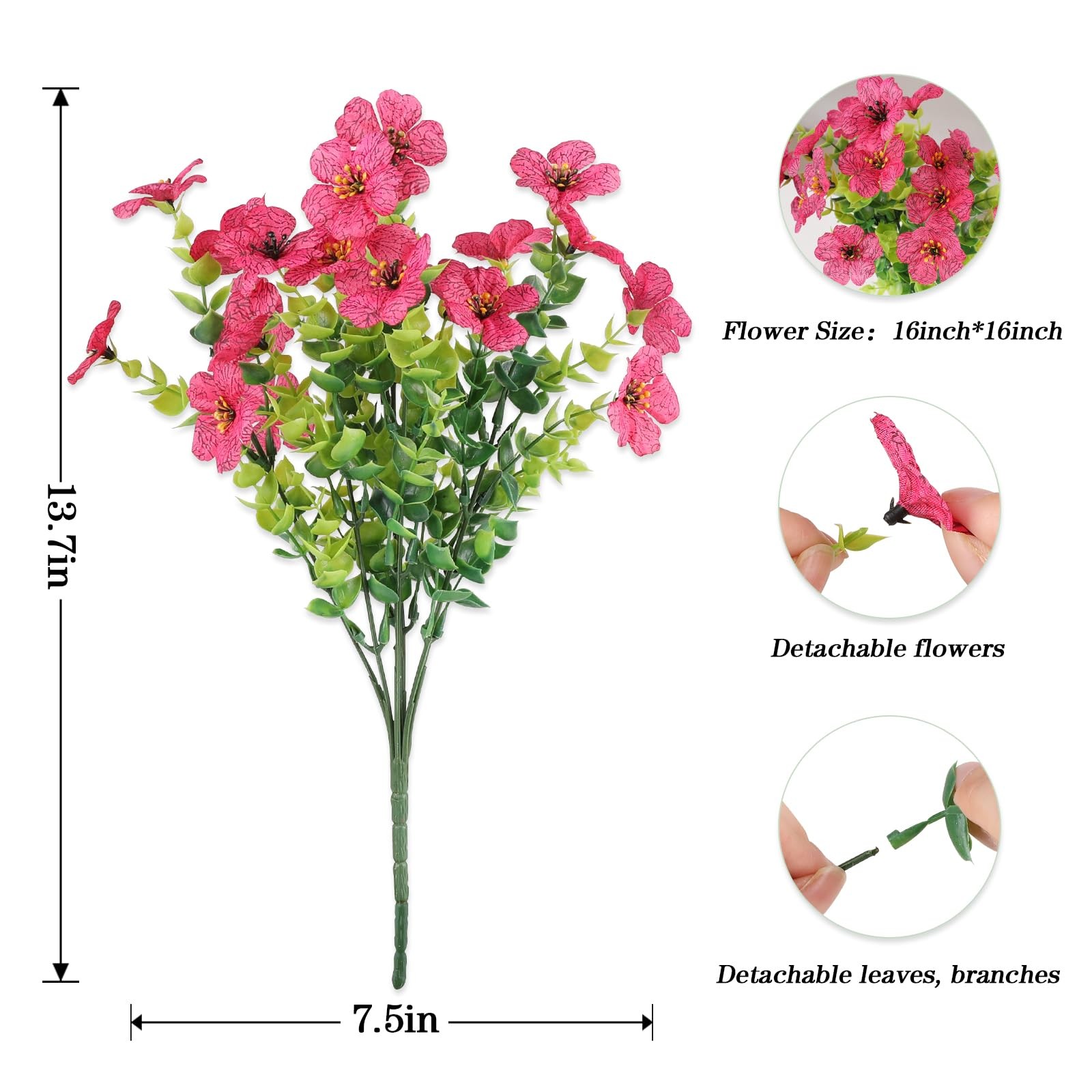 AGIRL 16 Bundles Artificial Flowers for Outdoor,No Fade Fake Plastic Flowers …