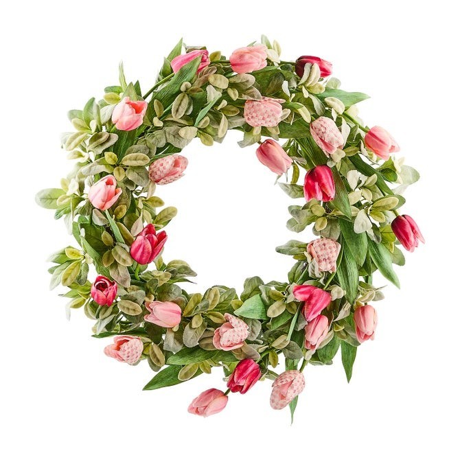 MacKenzie-Childs Rosy Check Tulip 28″ Wreath, Free Shipping