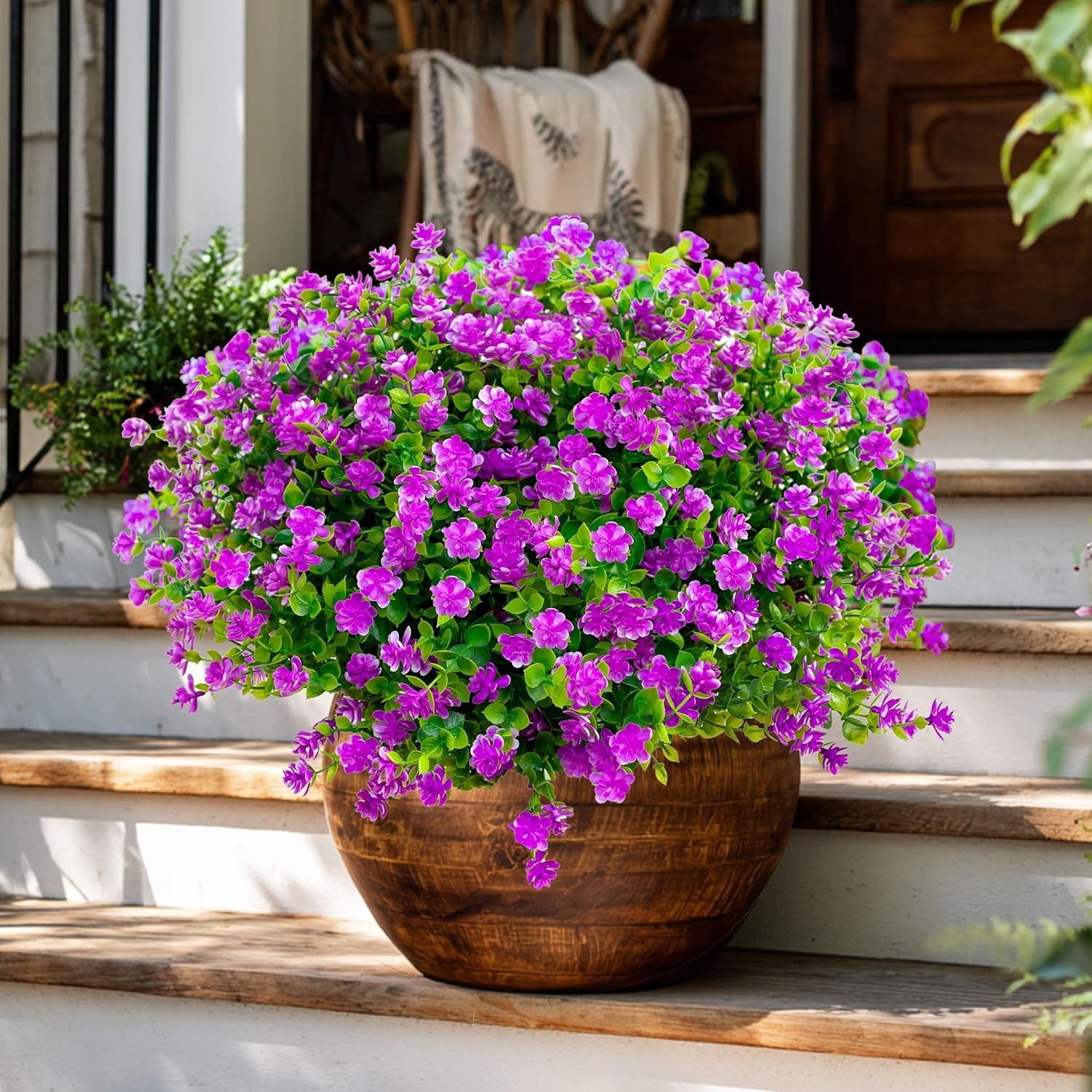 Pet-Friendly Magenta Artificial Plants – 12 Bundles of Easy Care Outdoor Flowers
