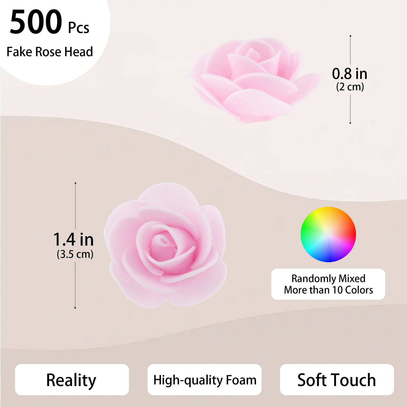 500 PCS 1.4 Inch Mini Artificial Flower Head Bulk Faux Foam Rose Mixed Color