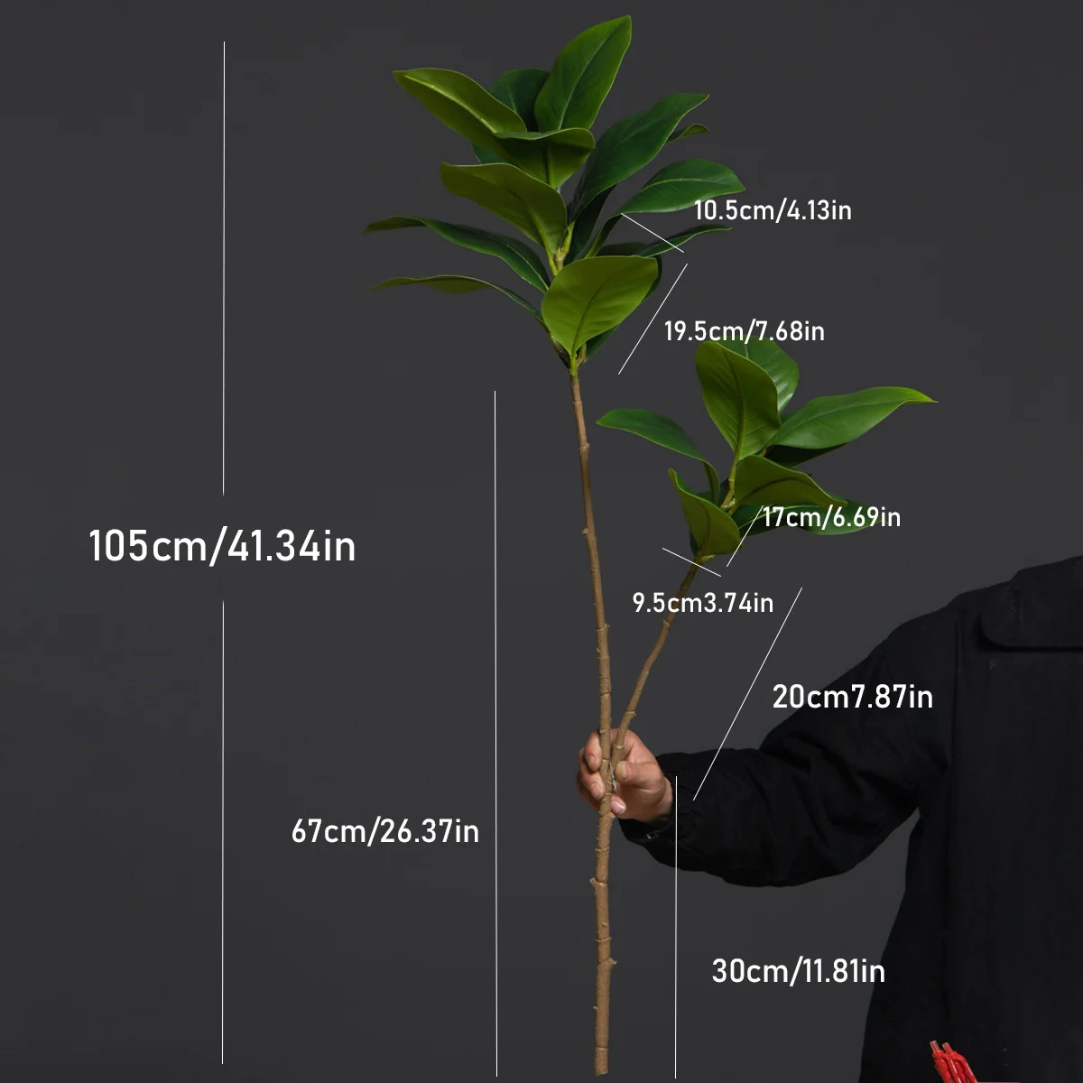 105cm 2 Forks Large Artificial Plants Fake Magnolia Tree Branch Plastic
