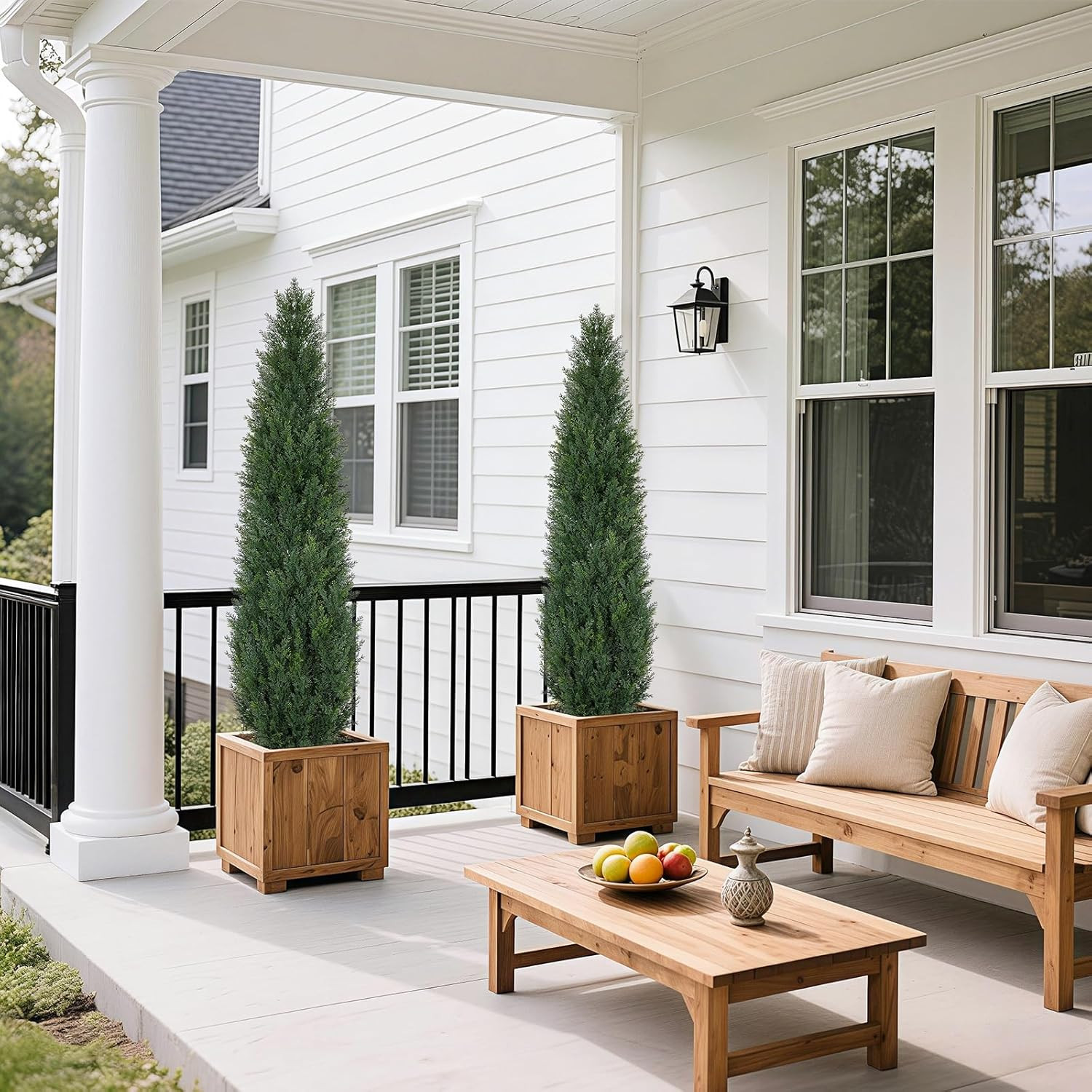 Set of 2 UV Resistant 5FT Artificial Cedar Topiary Trees for Outdoor Decor