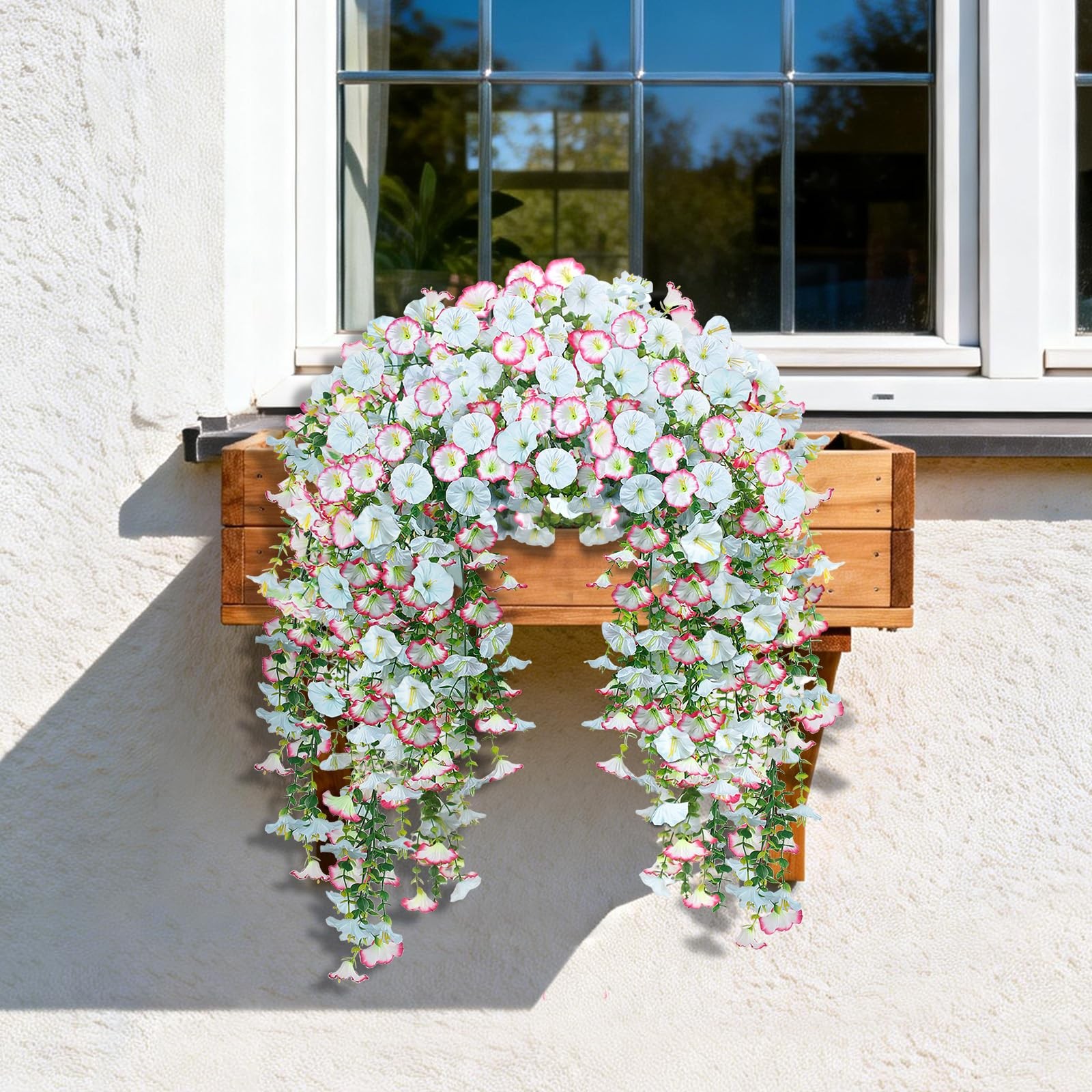 Artificial Hanging Flowers for Outdoors, 2 PCS 300 Blooms UV Resistant Mornin…