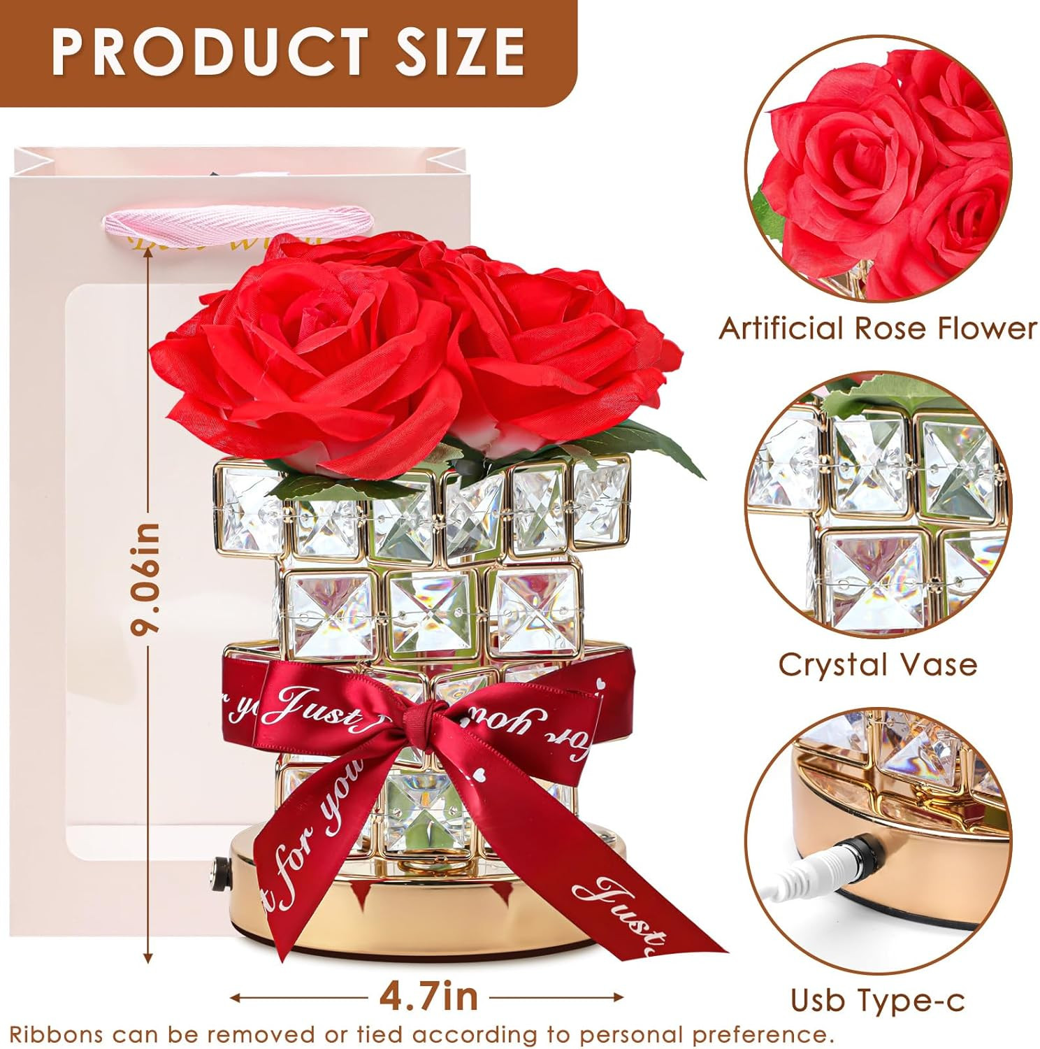 Rose Flower Table Lamp Gifts: for Women/Mother’S Day/Mom/Grandma/Sister/Girlfrie