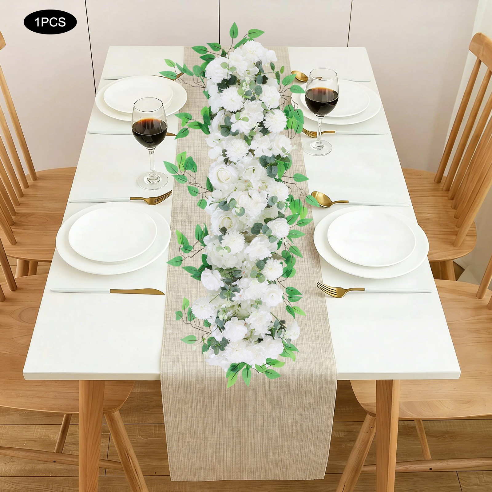 39×11″ Artificial White Flower Wedding Party Outdoor Decor Artificial Flower Row
