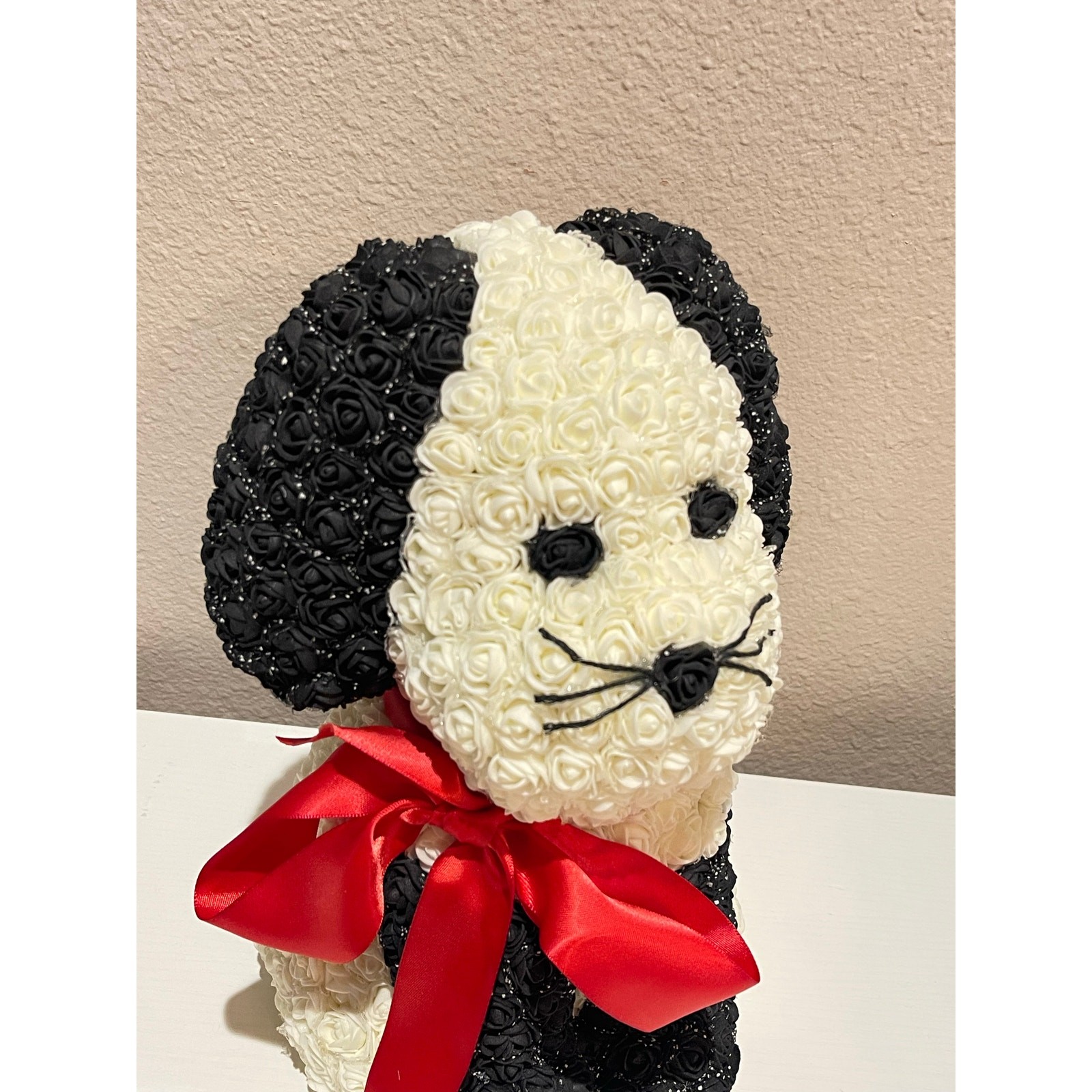 Handmade Pup From Roses Puppy Dog White Black