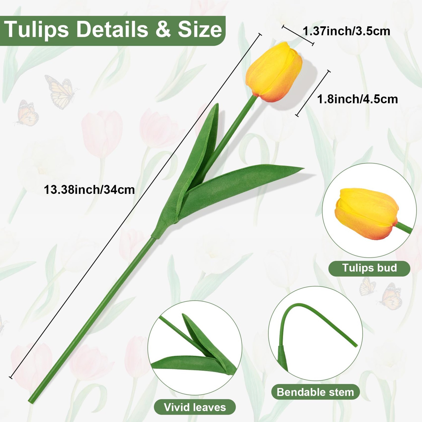 30 Pcs Multicolor Artificial Tulips Flowers for Decoration Real Touch PU Faux