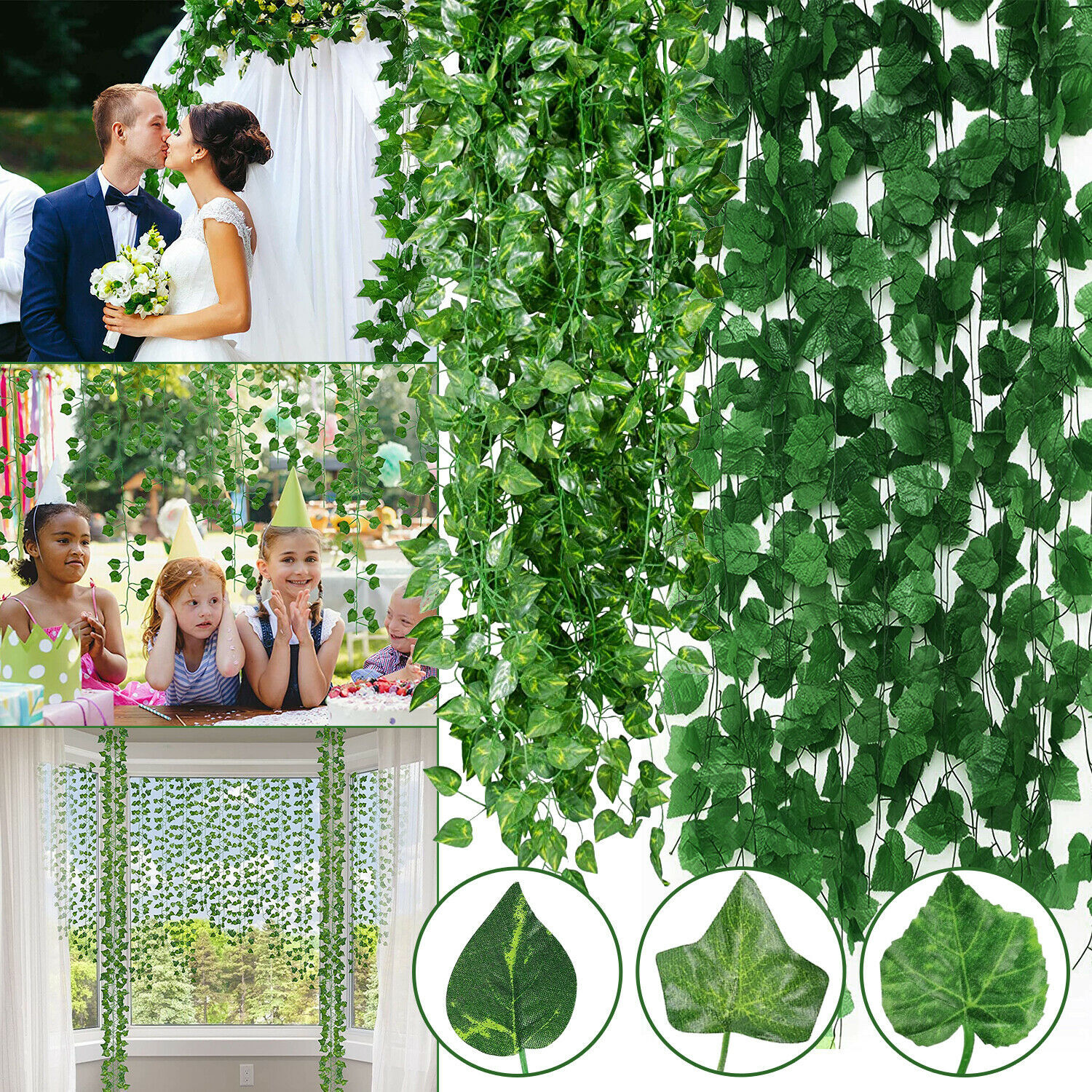 6PCS Fake Ivy Leaves Artificial Greenery Vines For Decor Room Decor Garland USA