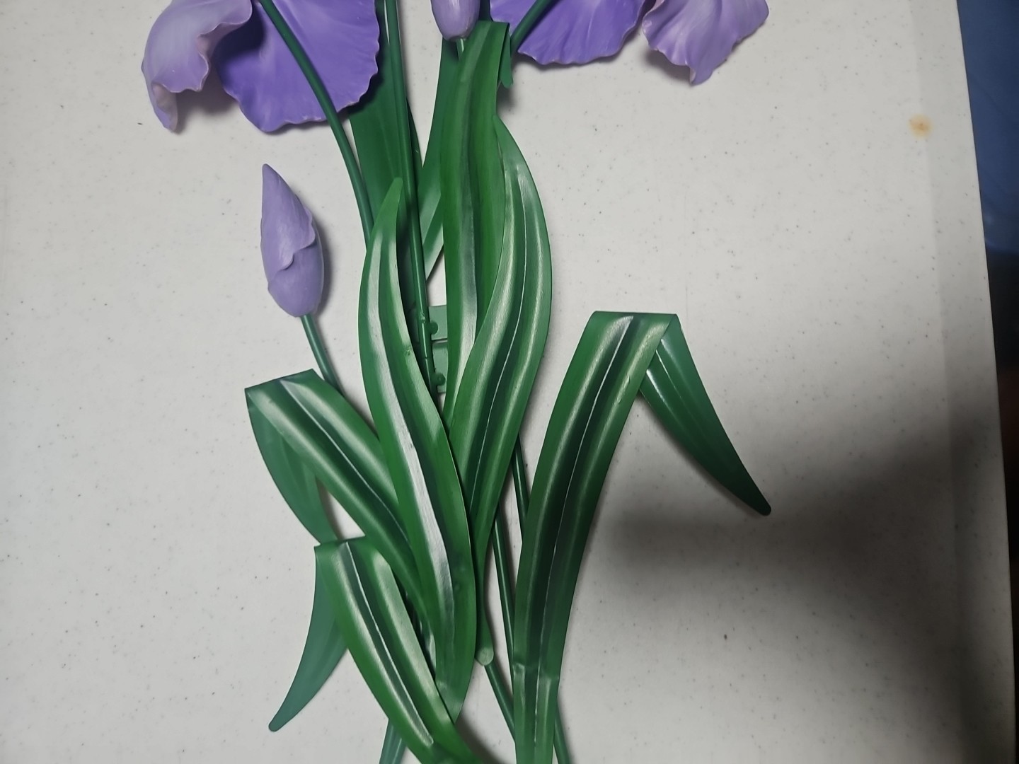 Purple Iris, 29″L× 13″W, WMG , Wall Decor, Ceramic/Resin Flowers & Metal Stem